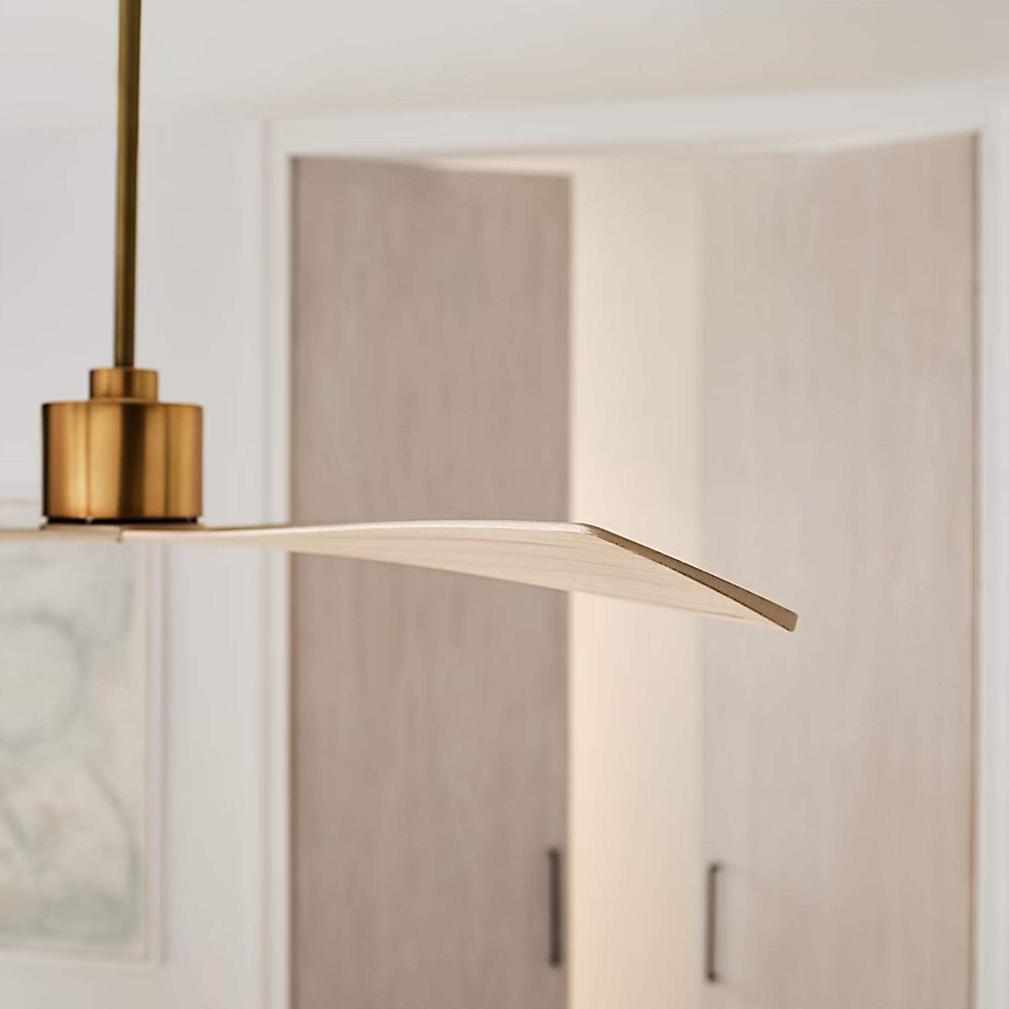 Adler 60" Burnished Brass & White Oak Ceiling Fan with Remote