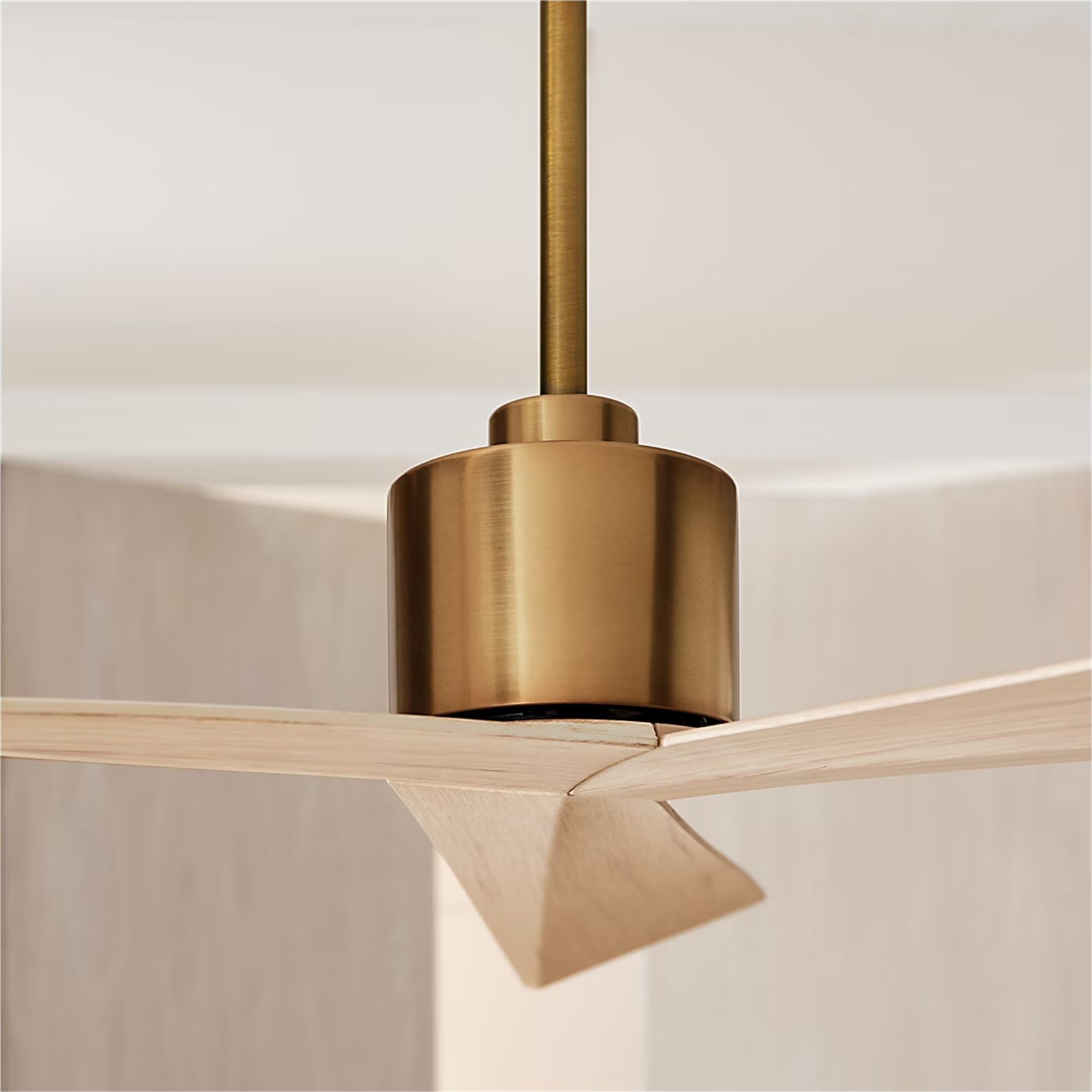 Adler 60" Burnished Brass & White Oak Ceiling Fan with Remote
