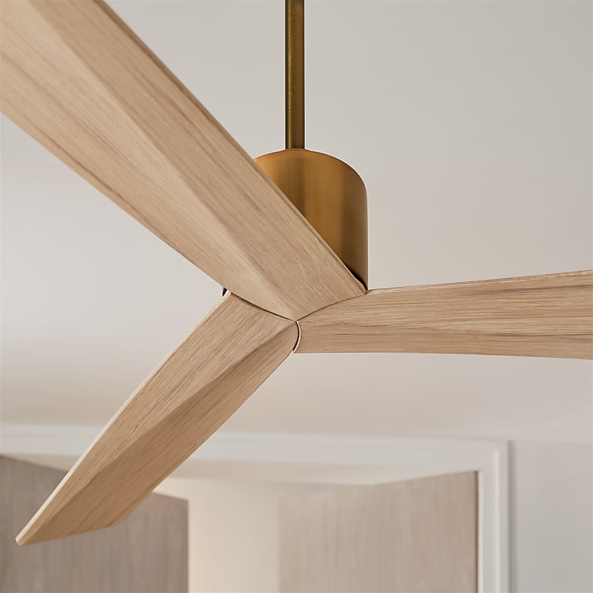 Adler 60" Burnished Brass & White Oak Ceiling Fan with Remote