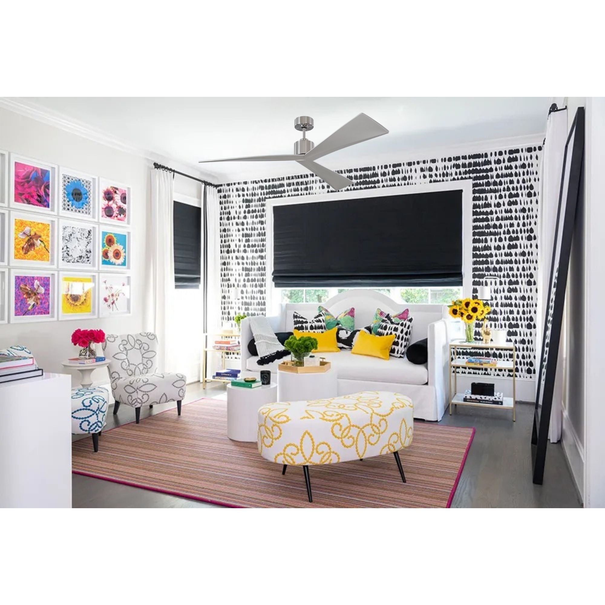 Adler 60" Brushed Steel Ceiling Fan with Remote