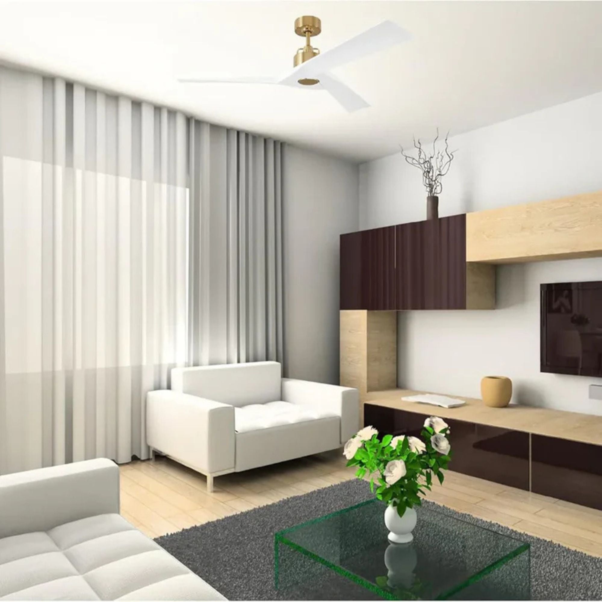 Alma Smart 52" Burnished Brass & White Indoor Ceiling Fan
