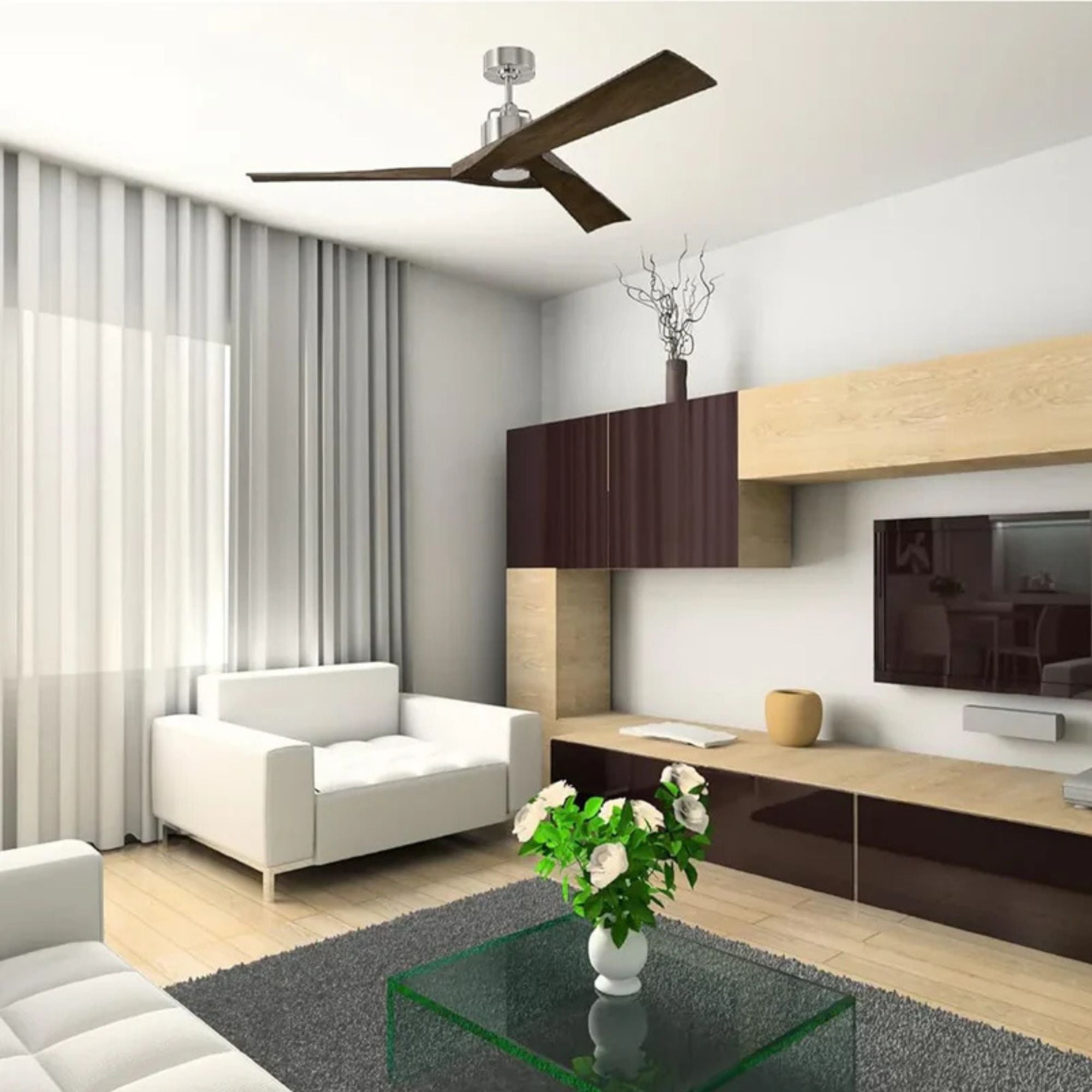 Alma Smart 52" Brushed Steel Indoor Ceiling Fan