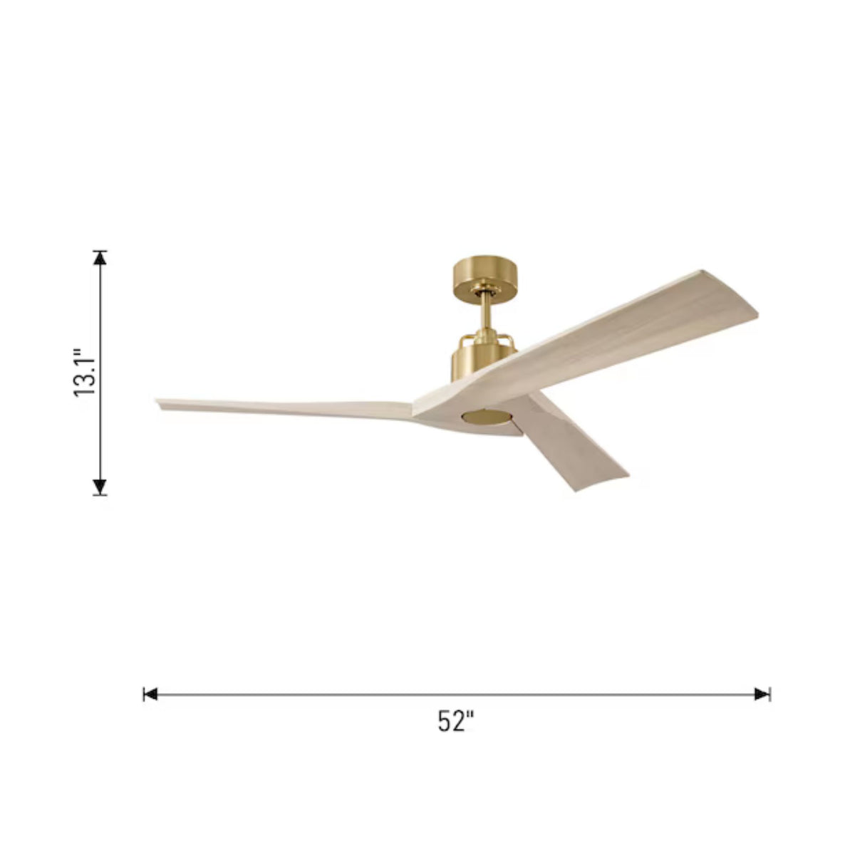 Alma Smart 52" Burnished Brass & White Oak Indoor Ceiling Fan