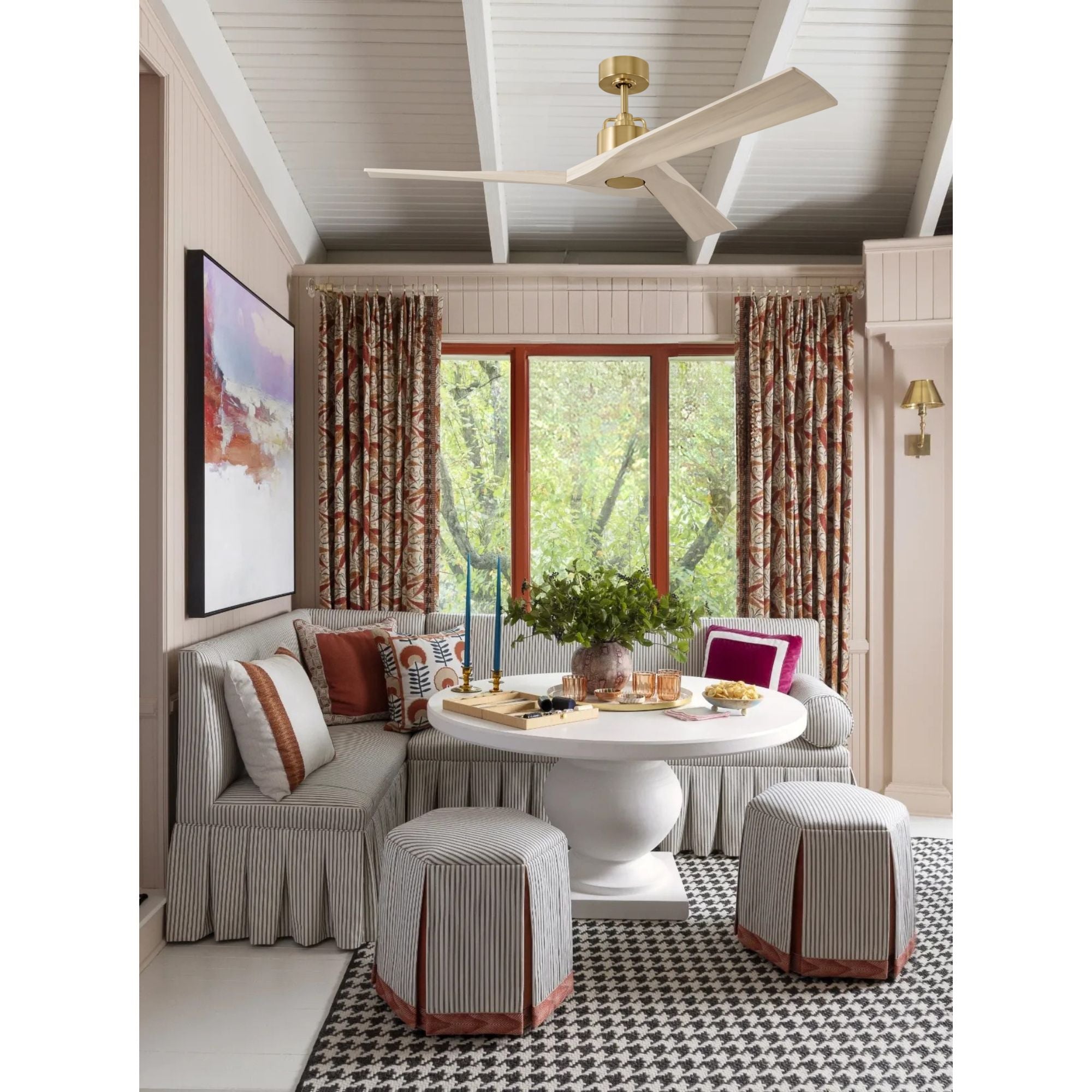 Alma Smart 52" Burnished Brass & White Oak Indoor Ceiling Fan