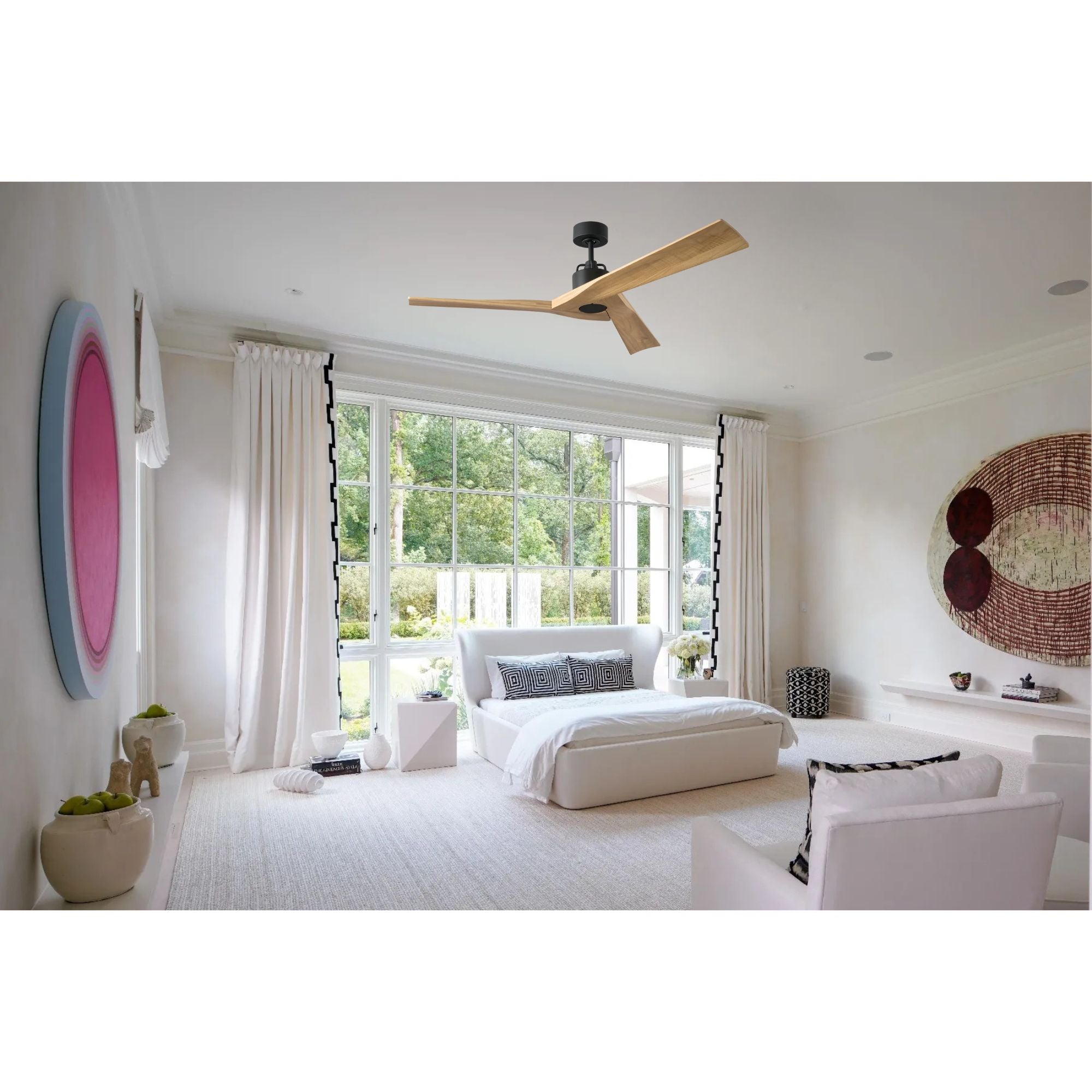 Alma Smart 52" Midnight Black & Natural Honey Indoor Ceiling Fan