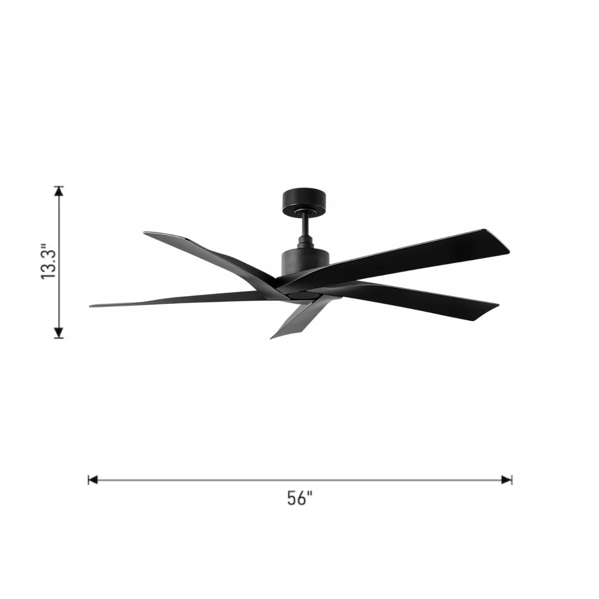 Aspen Coastal 56" Midnight Black Outdoor Ceiling Fan with Remote