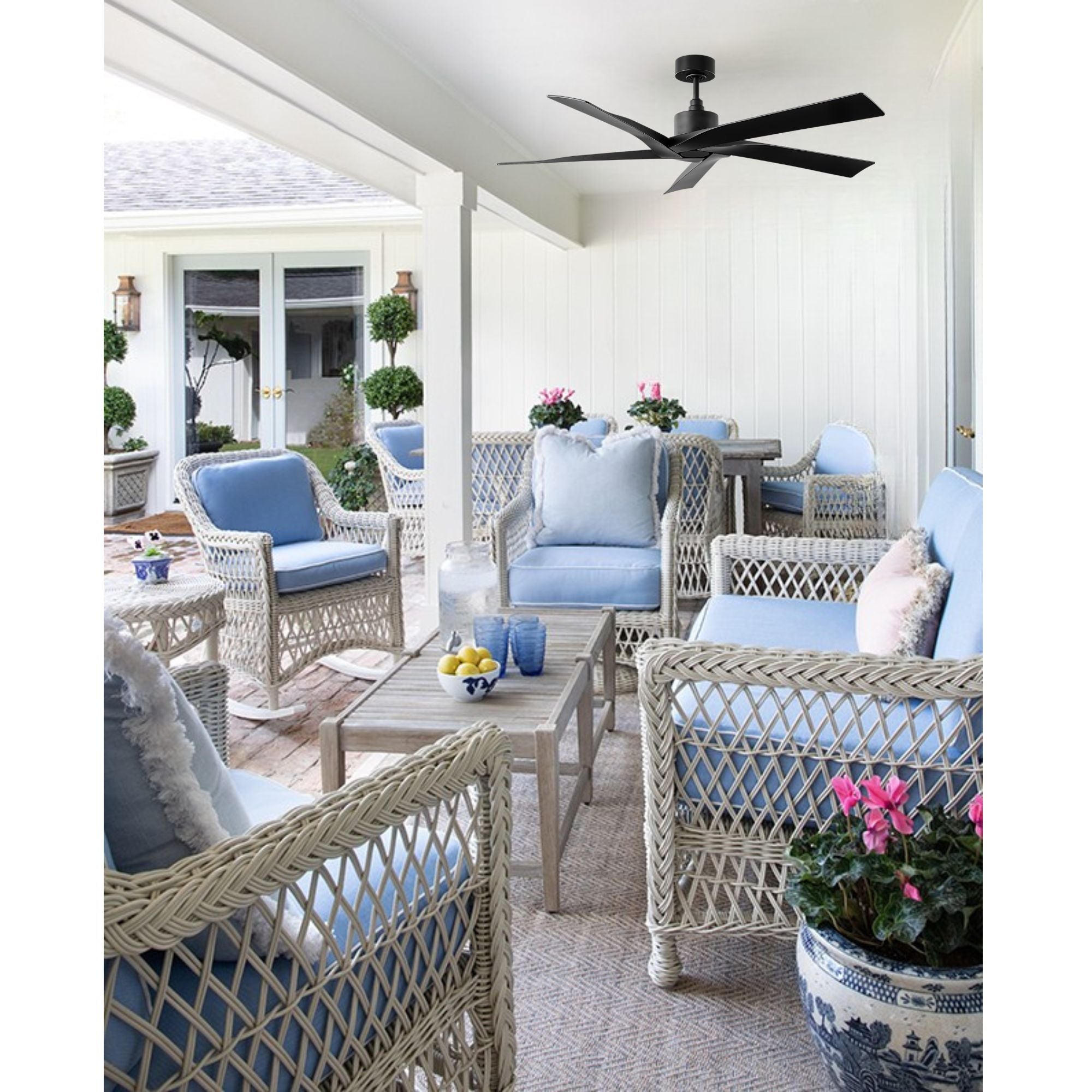 Aspen Coastal 56" Midnight Black Outdoor Ceiling Fan with Remote