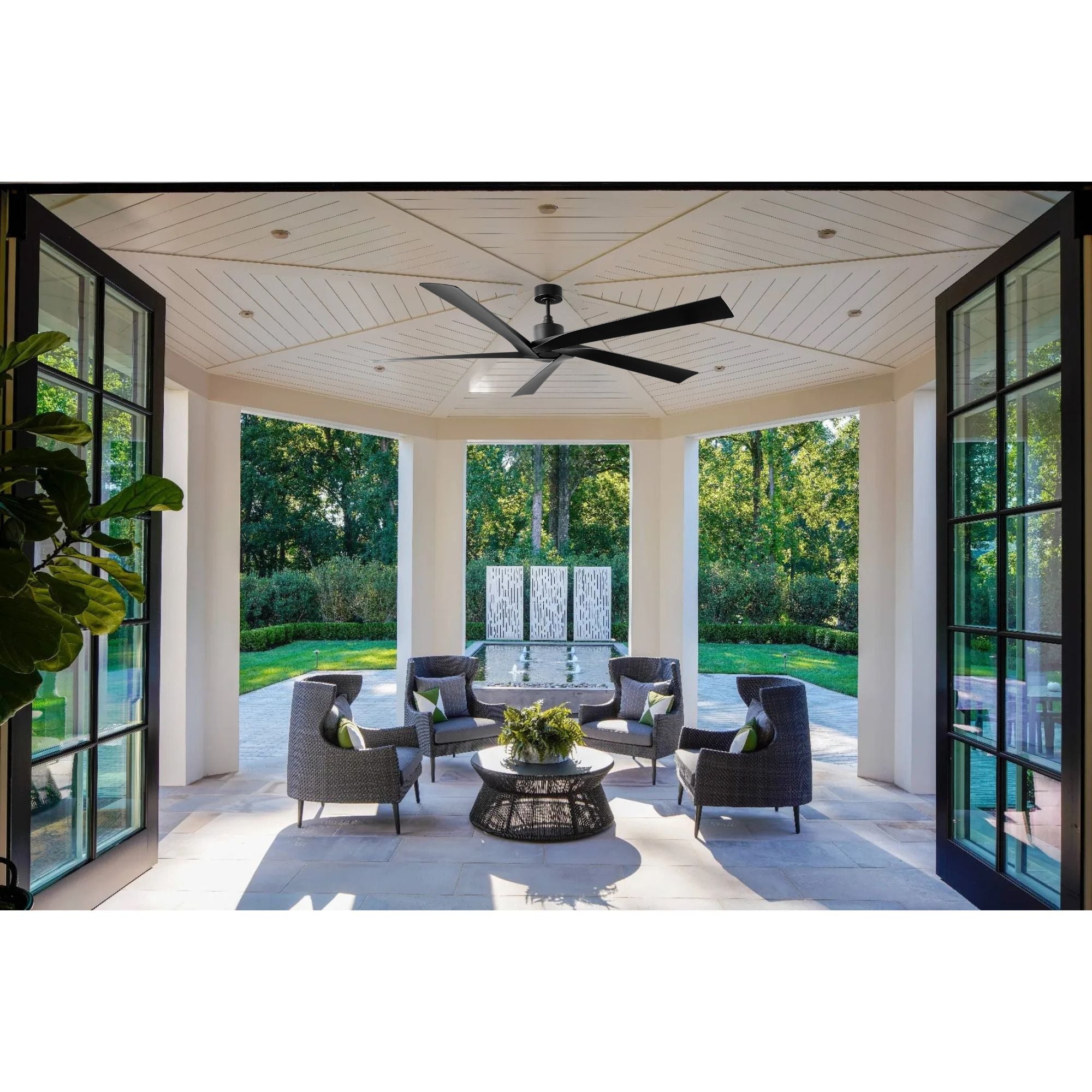 Aspen Coastal 70" Midnight Black Outdoor Ceiling Fan with Remote