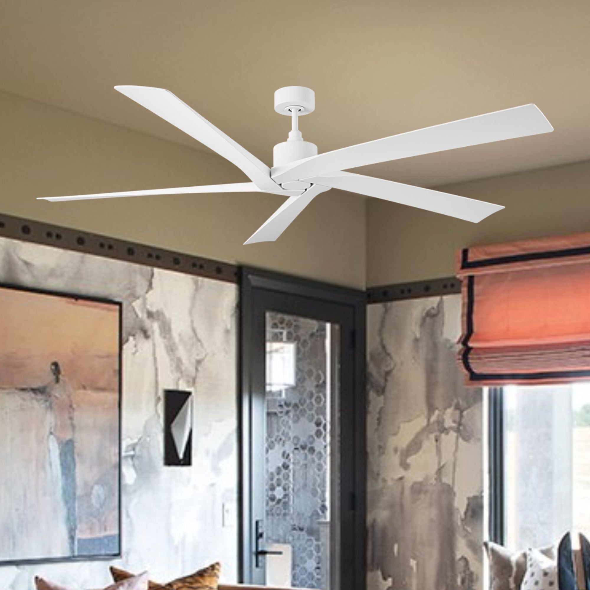 Aspen Coastal 70" Matte White Outdoor Ceiling Fan with Remote