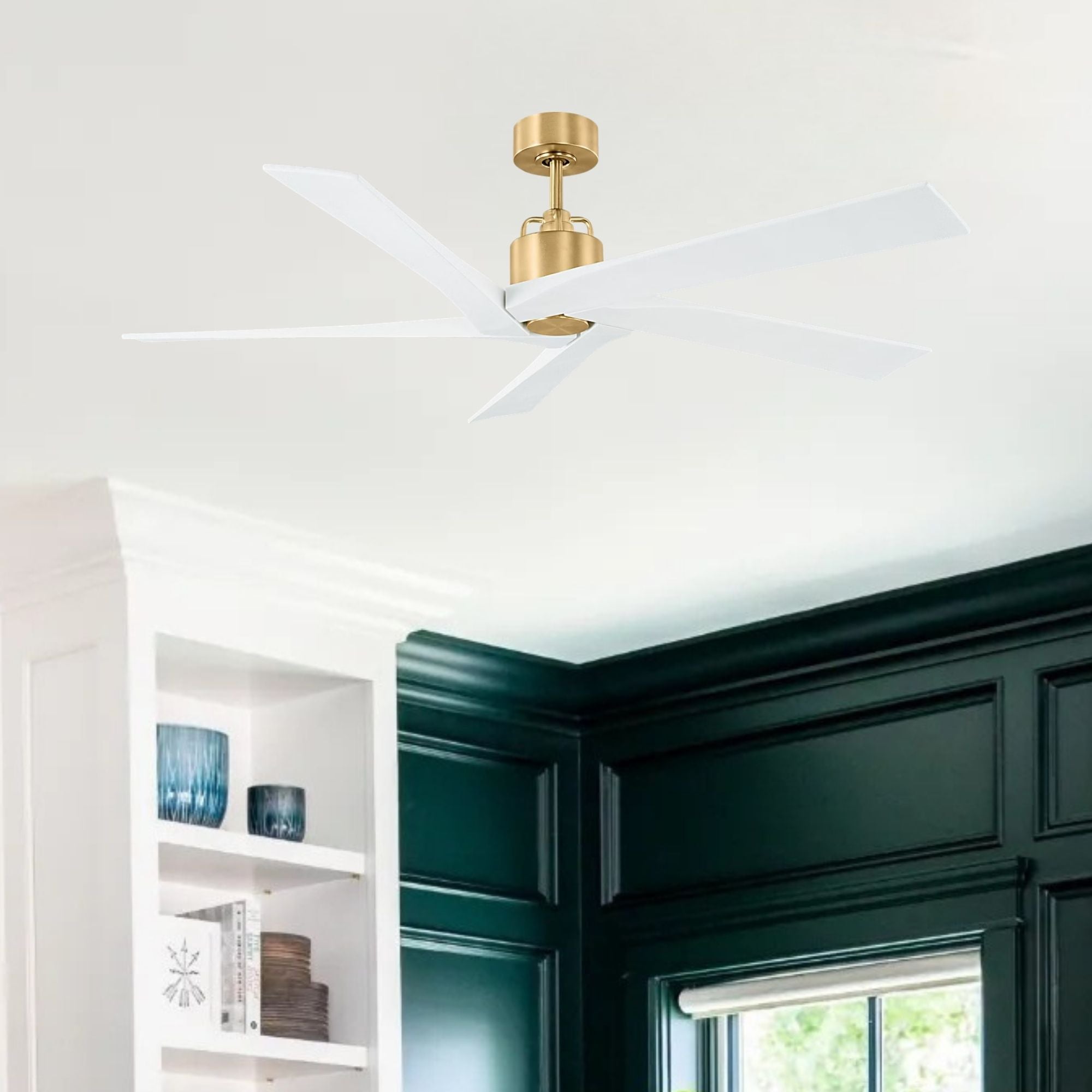 Aspen 56" Burnished Brass & White Ceiling Fan with Remote