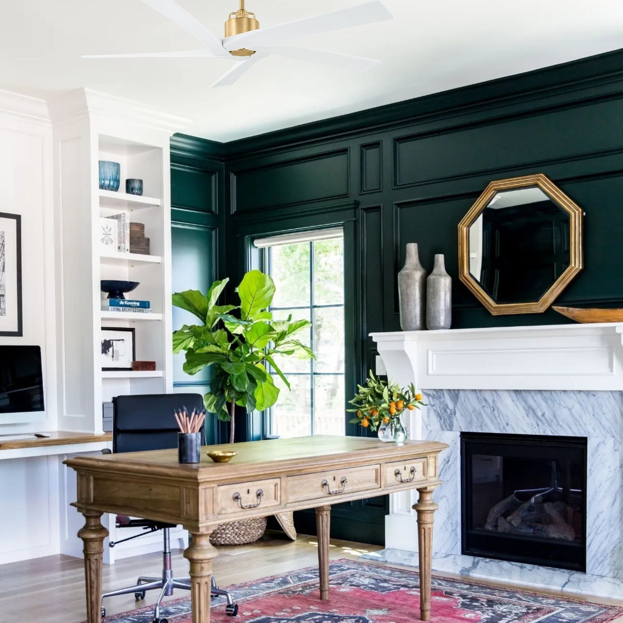 Aspen 56" Burnished Brass & White Ceiling Fan with Remote