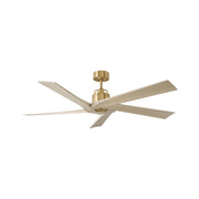 Aspen 56" Burnished Brass & White Oak Ceiling Fan with Remote