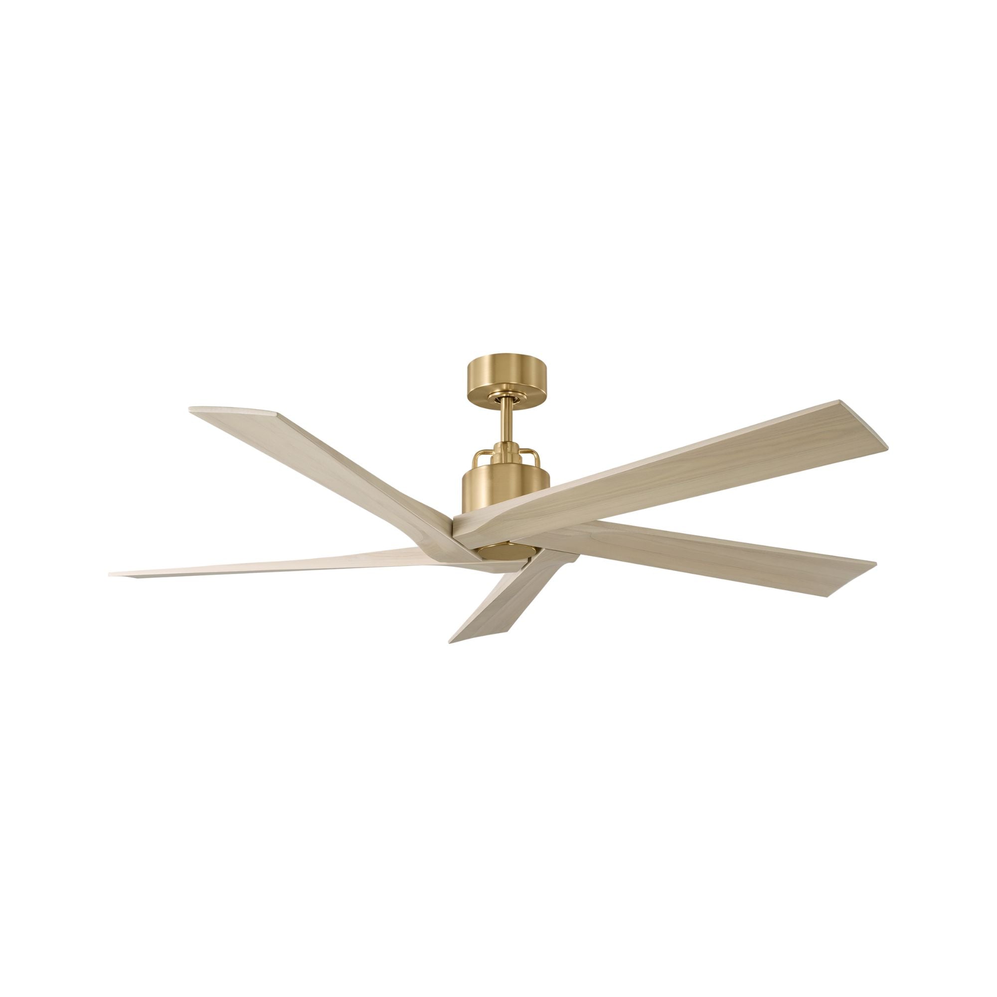 Aspen 56" Burnished Brass & White Oak Ceiling Fan with Remote