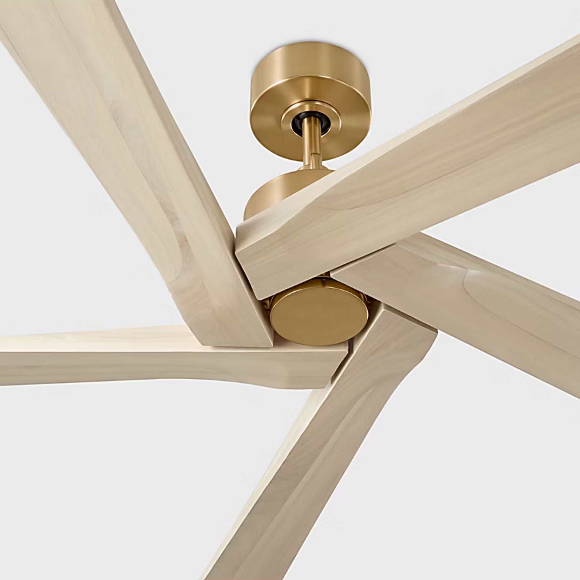 Aspen 56" Burnished Brass & White Oak Ceiling Fan with Remote