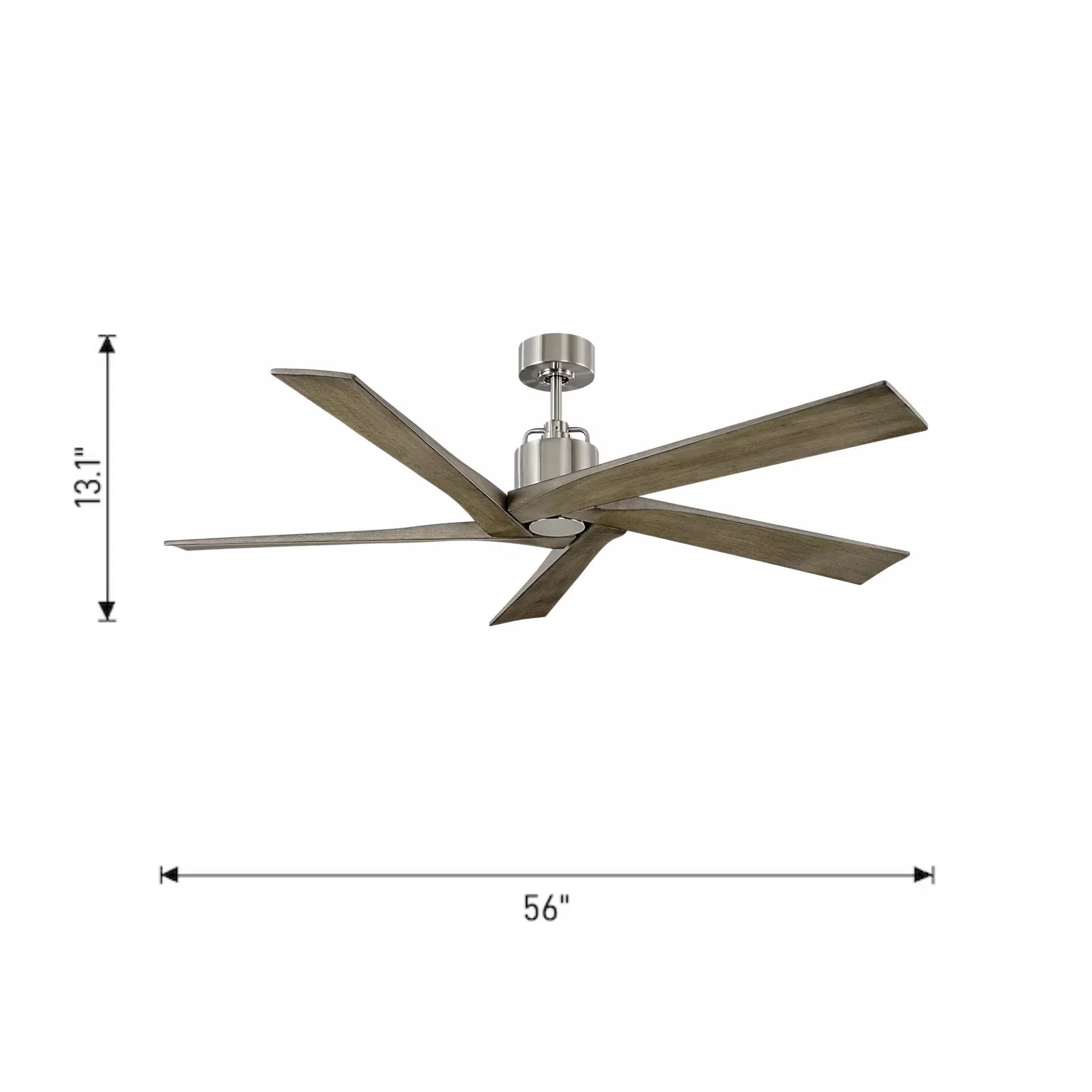 Aspen 56" Brushed Steel Ceiling Fan with Remote