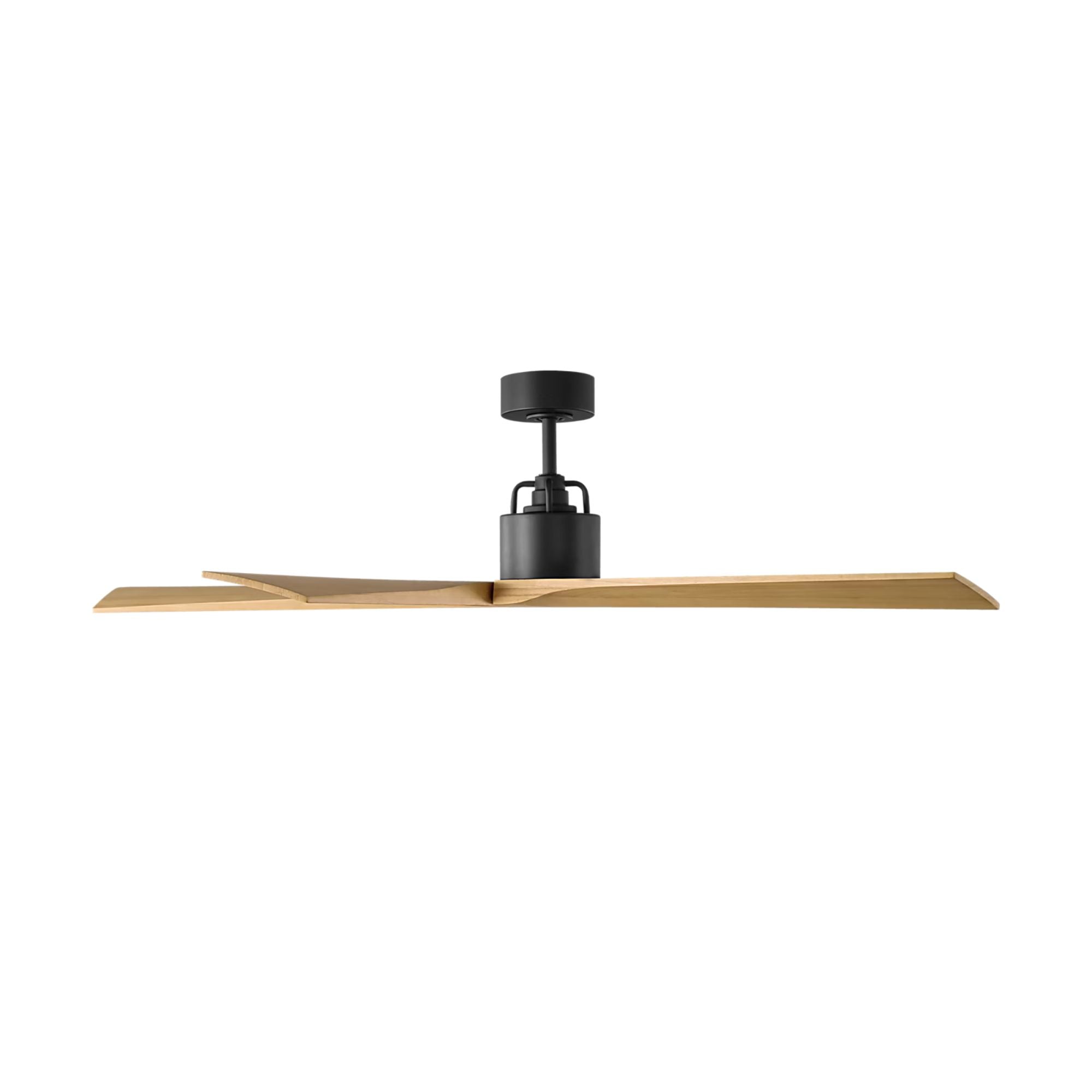 Aspen 56" Midnight Black & Natural Honey Ceiling Fan with Remote