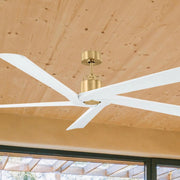 Aspen 70" Burnished Brass & White Large Ceiling Fan with Remote