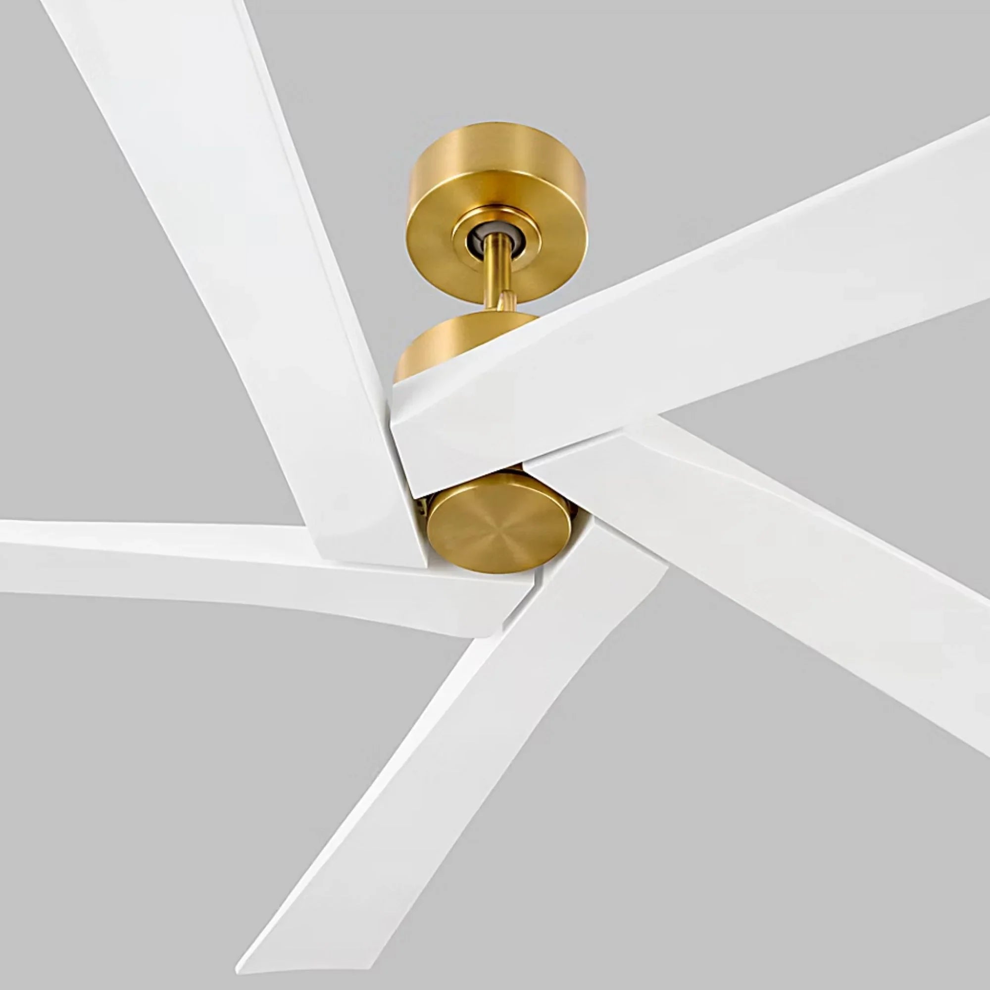 Aspen 70" Burnished Brass & White Large Ceiling Fan with Remote