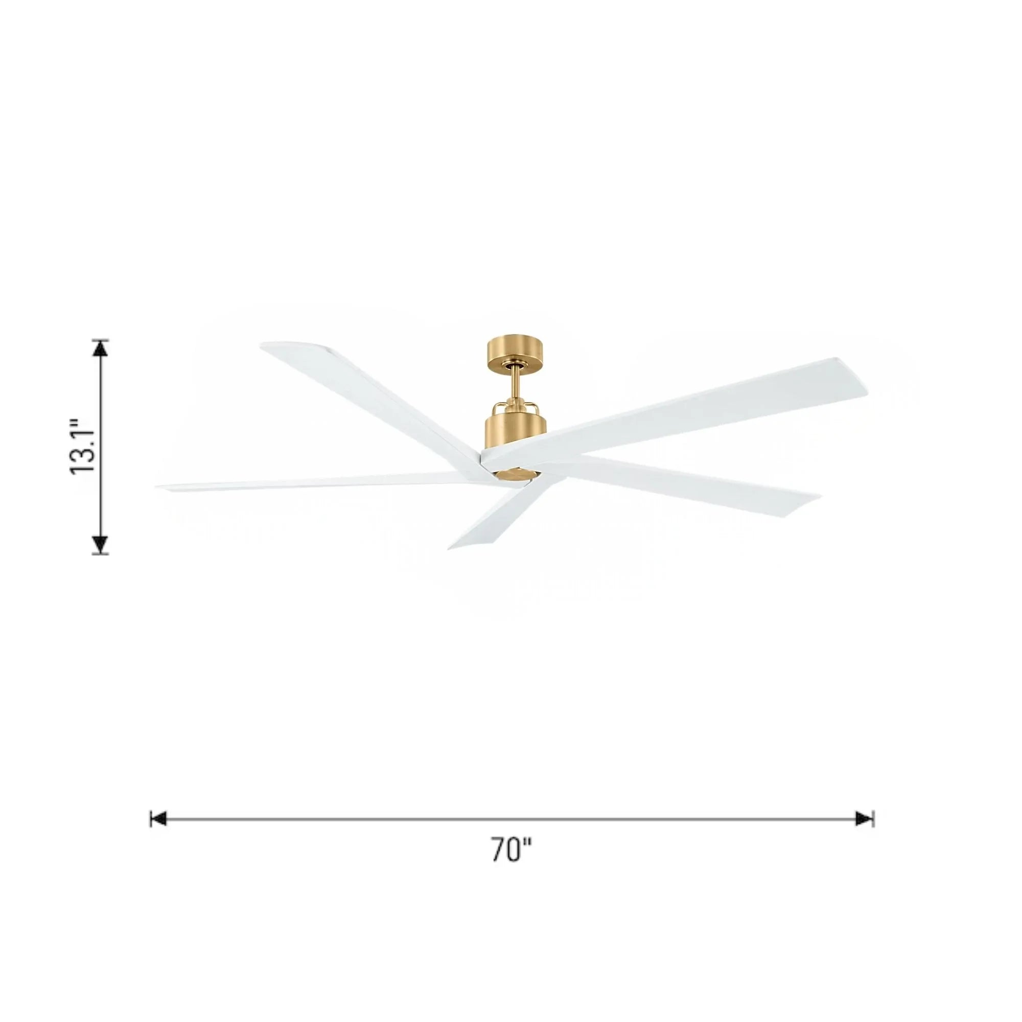 Aspen 70" Burnished Brass & White Large Ceiling Fan with Remote