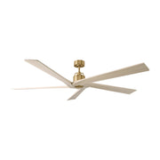 Aspen 70" Burnished Brass & White Oak Large Ceiling Fan with Remote
