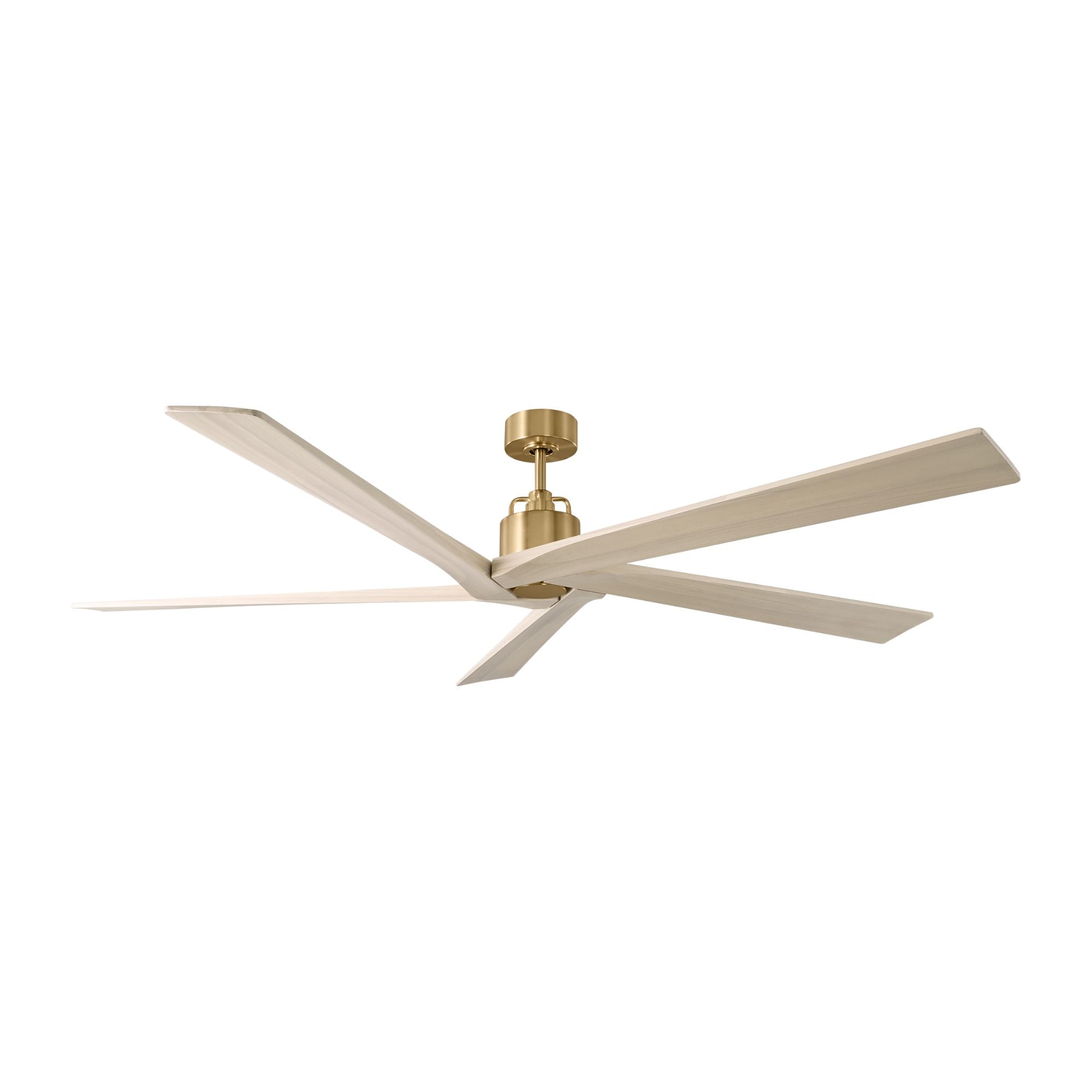 Aspen 70" Burnished Brass & White Oak Large Ceiling Fan with Remote