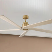 Aspen 70" Burnished Brass & White Oak Large Ceiling Fan with Remote