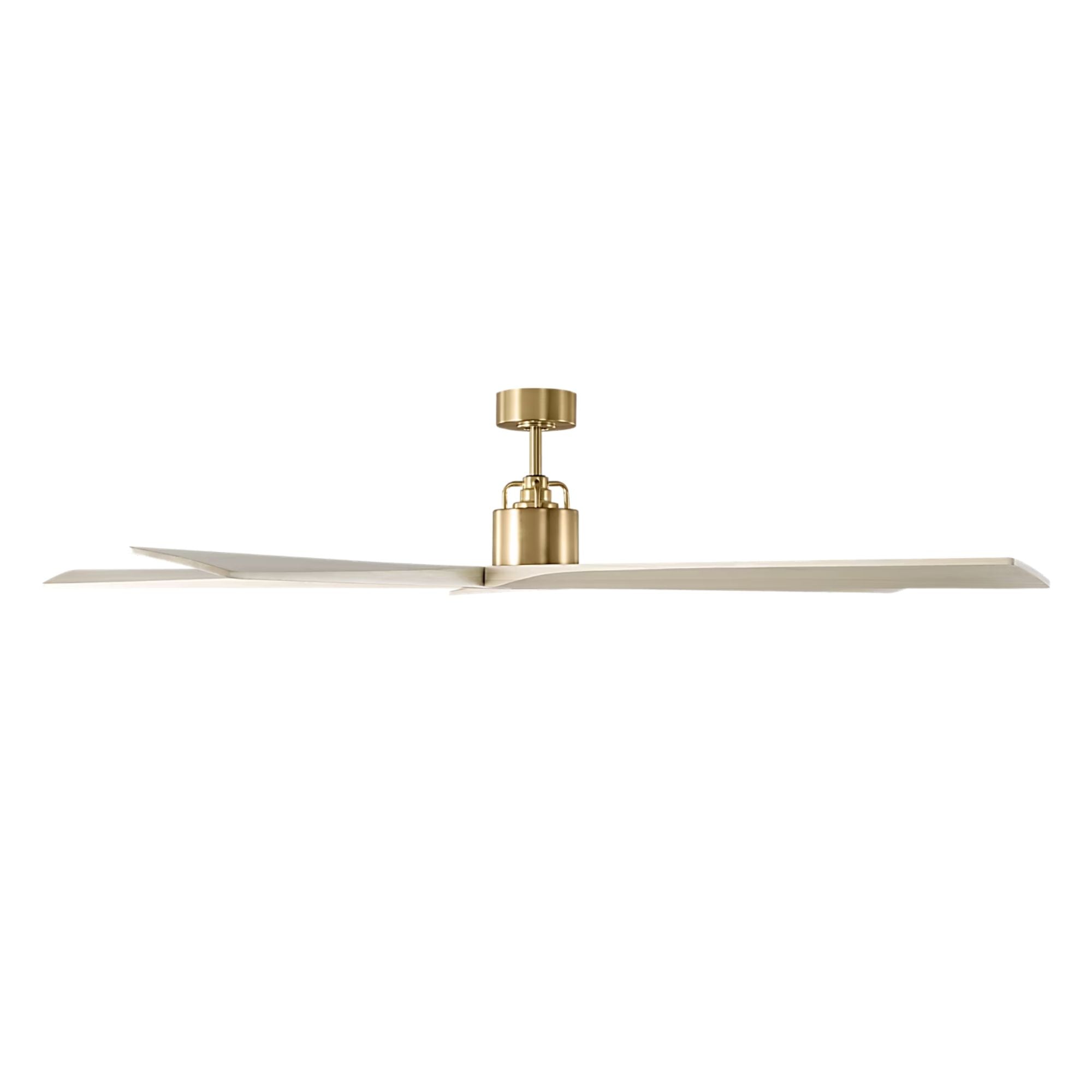 Aspen 70" Burnished Brass & White Oak Large Ceiling Fan with Remote