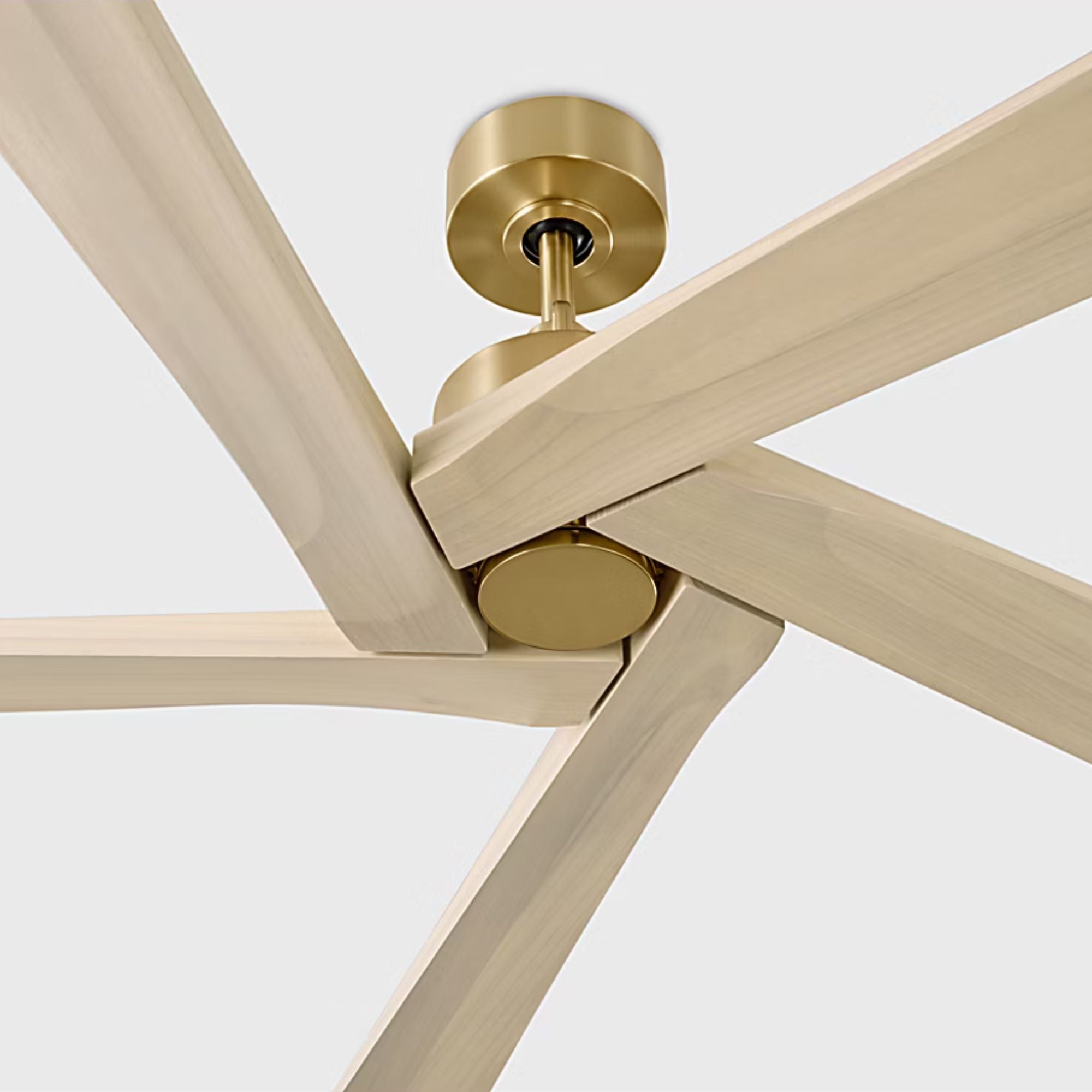 Aspen 70" Burnished Brass & White Oak Large Ceiling Fan with Remote