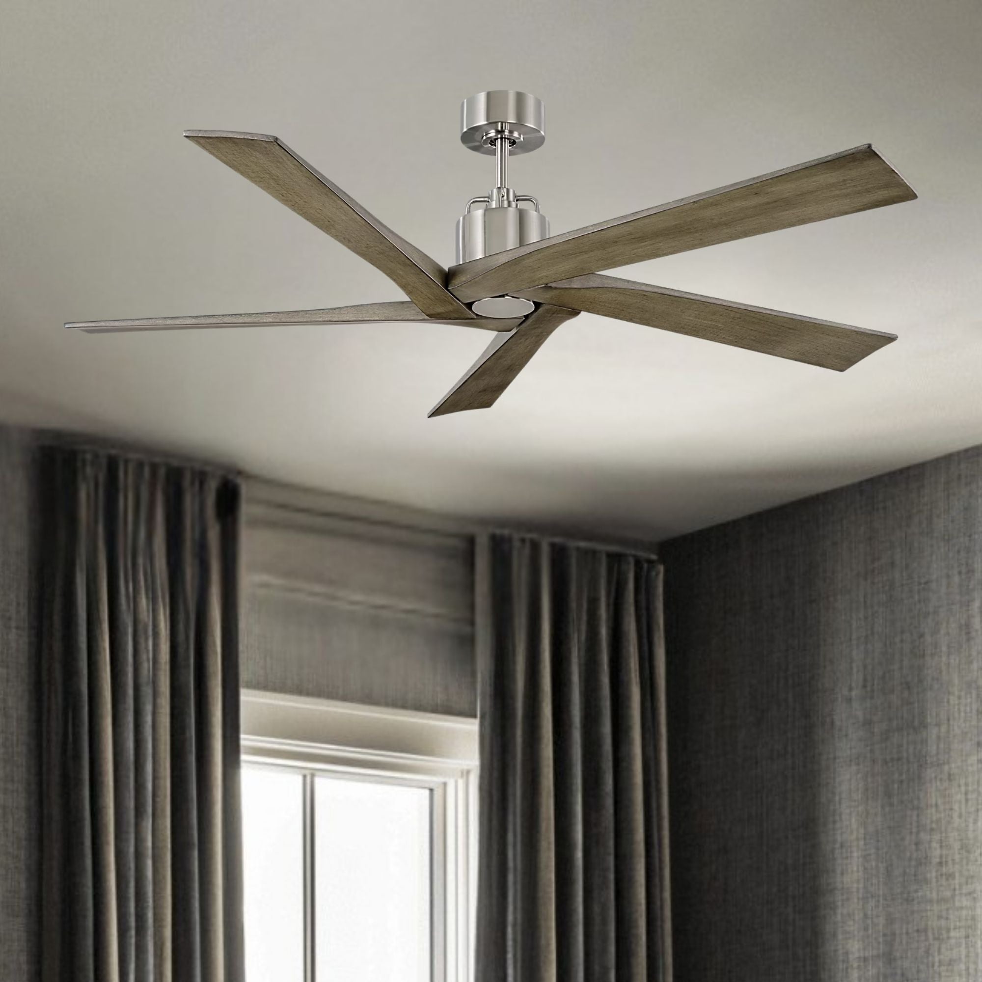 Aspen 70" Brushed Steel Large Ceiling Fan with Remote