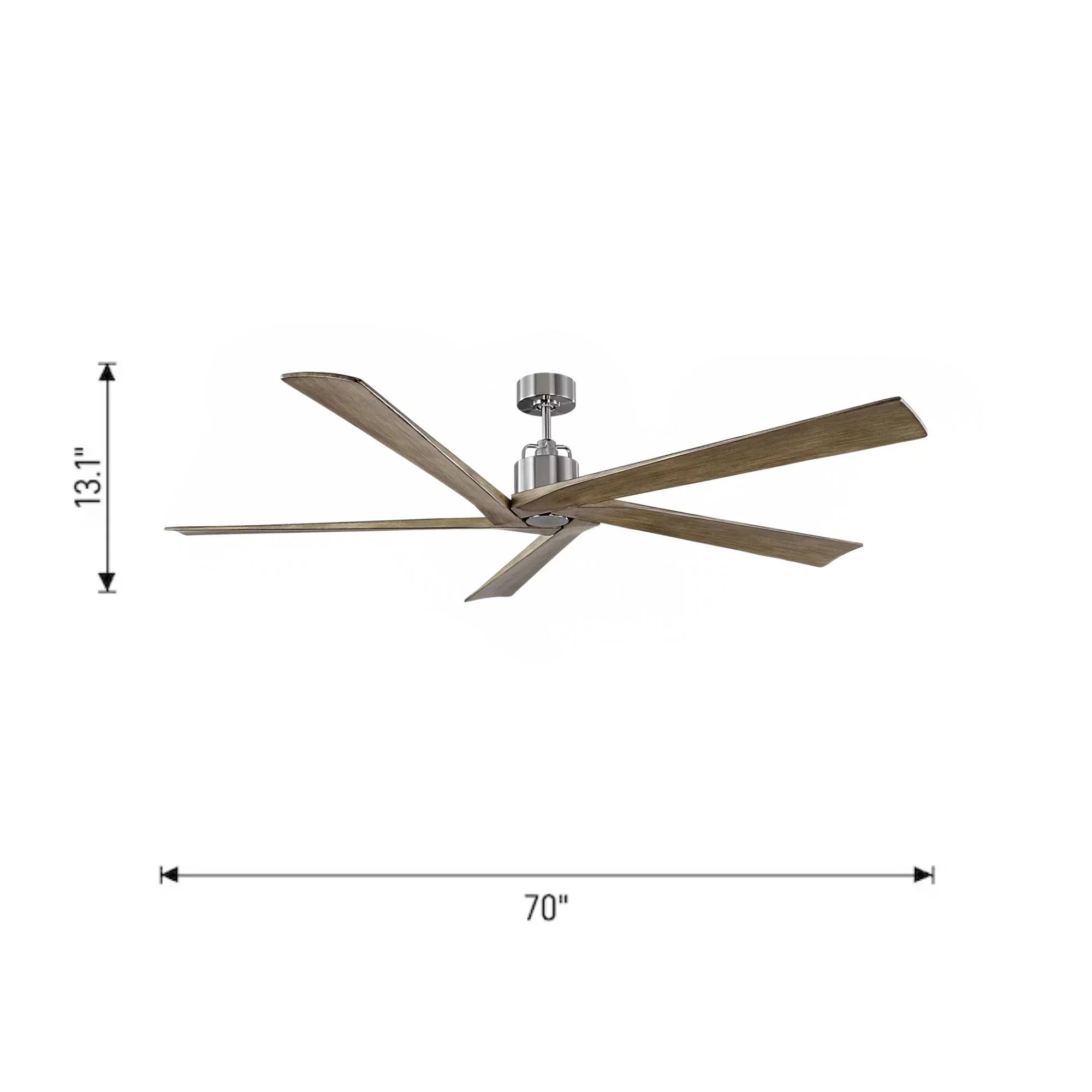 Aspen 70" Brushed Steel Large Ceiling Fan with Remote