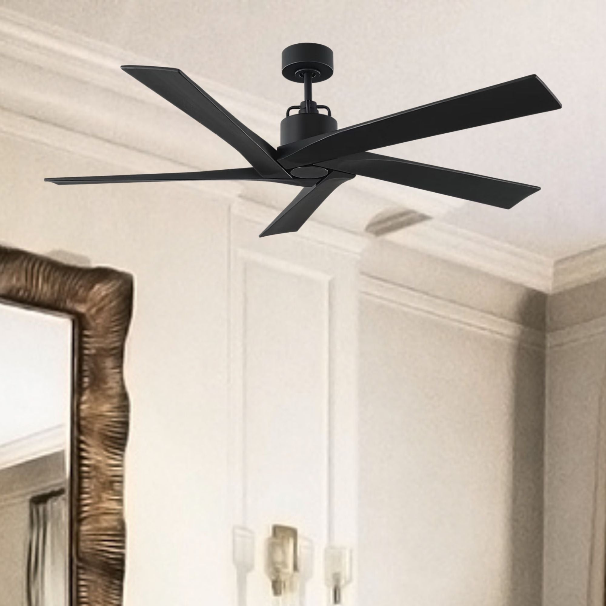 Aspen 70" Midnight Black Large Ceiling Fan with Remote