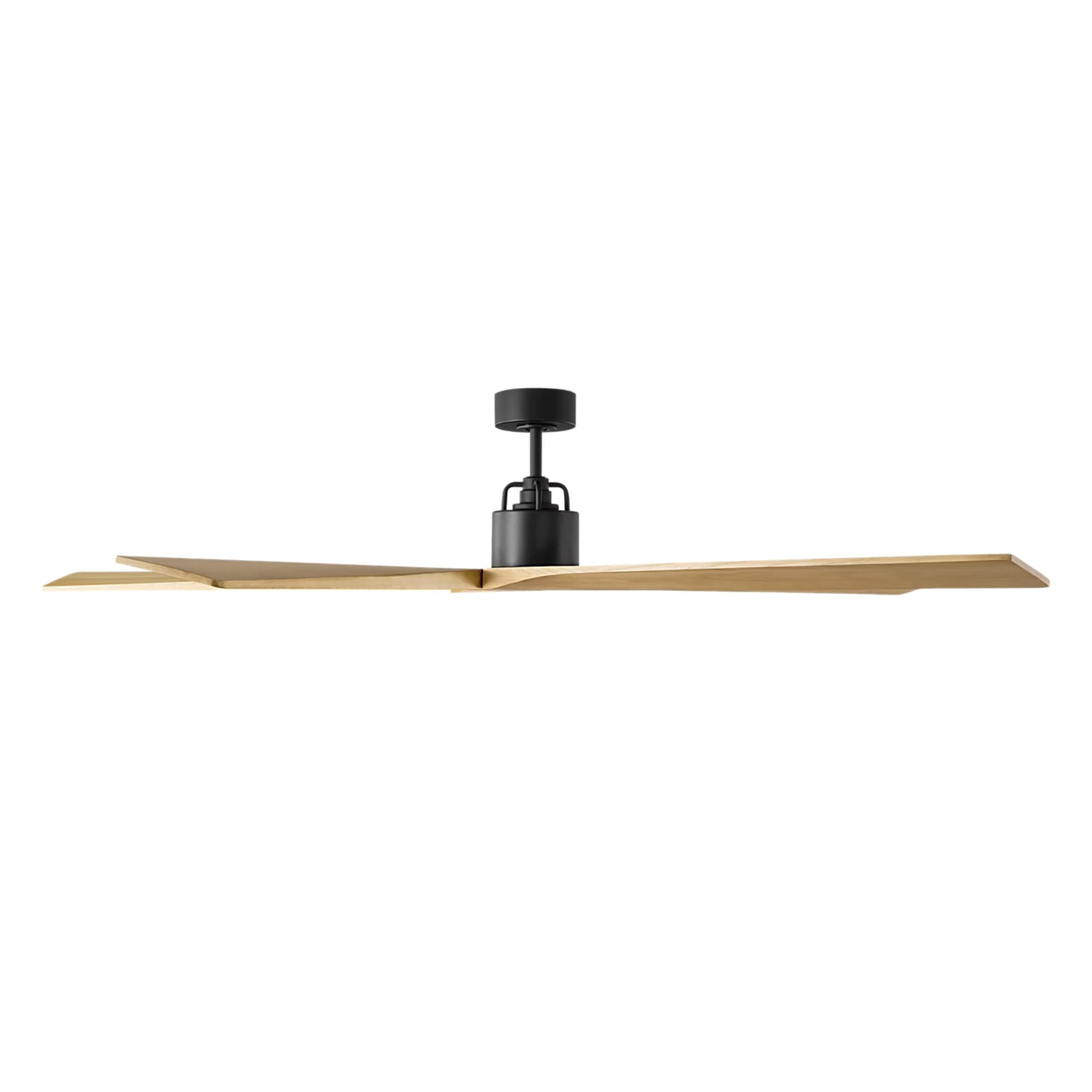 Aspen 70" Midnight Black & Natural Honey Large Ceiling Fan with Remote