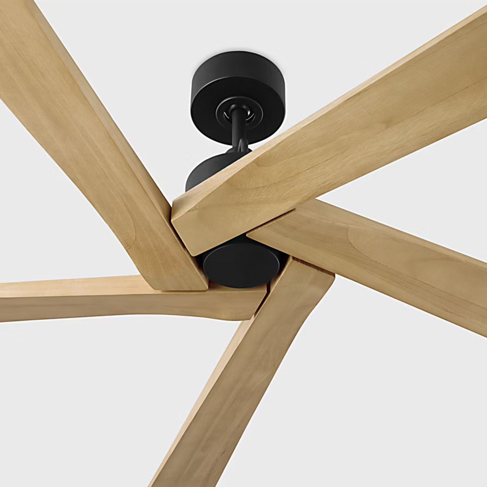 Aspen 70" Midnight Black & Natural Honey Large Ceiling Fan with Remote
