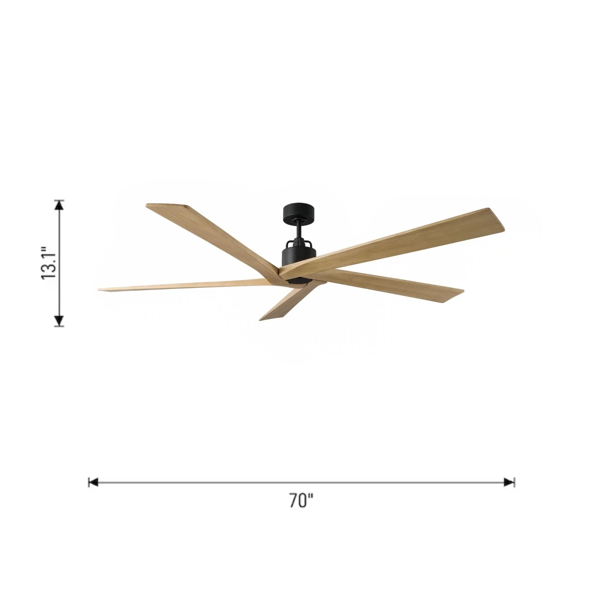 Aspen 70" Midnight Black & Natural Honey Large Ceiling Fan with Remote