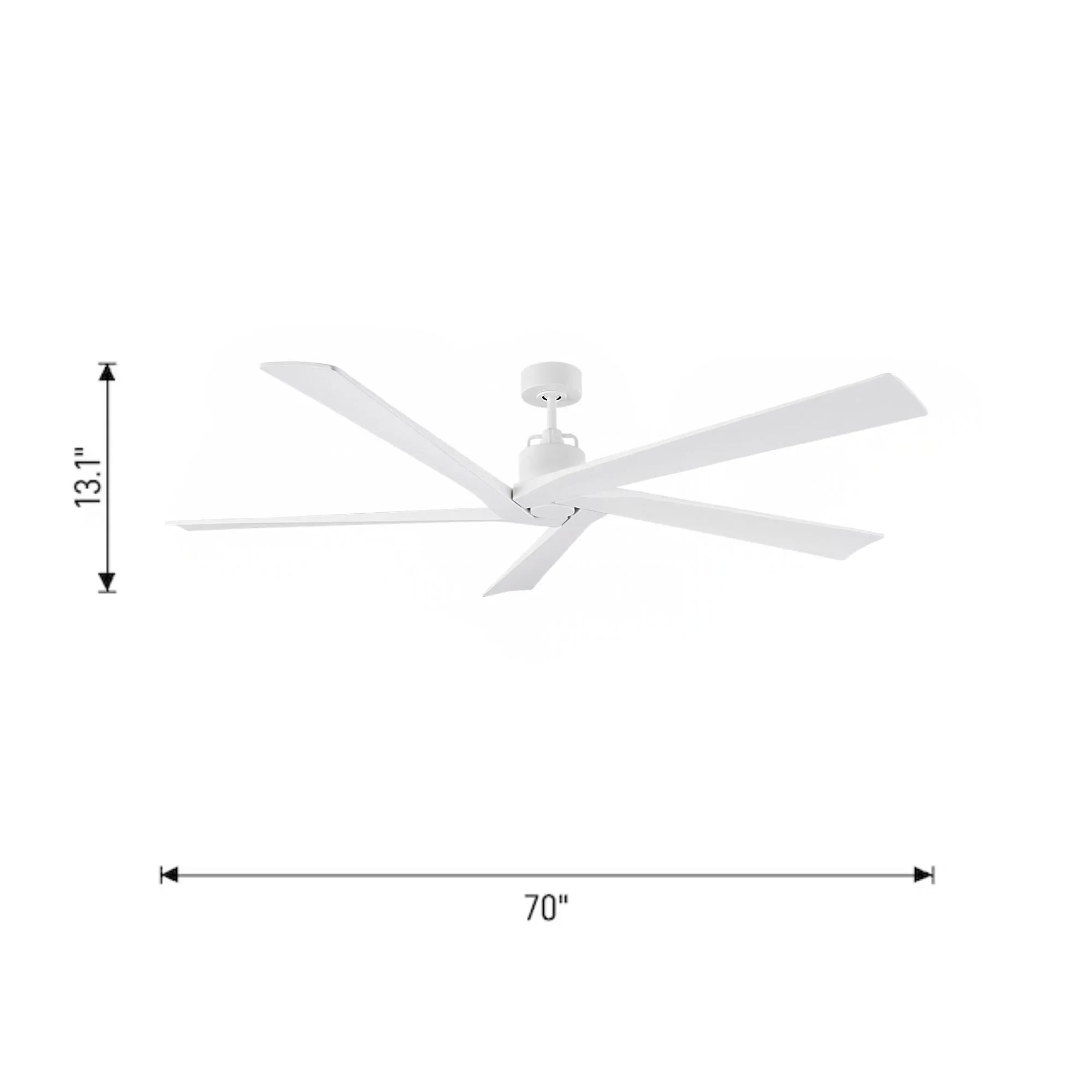 Aspen 70" Matte White Large Ceiling Fan with Remote