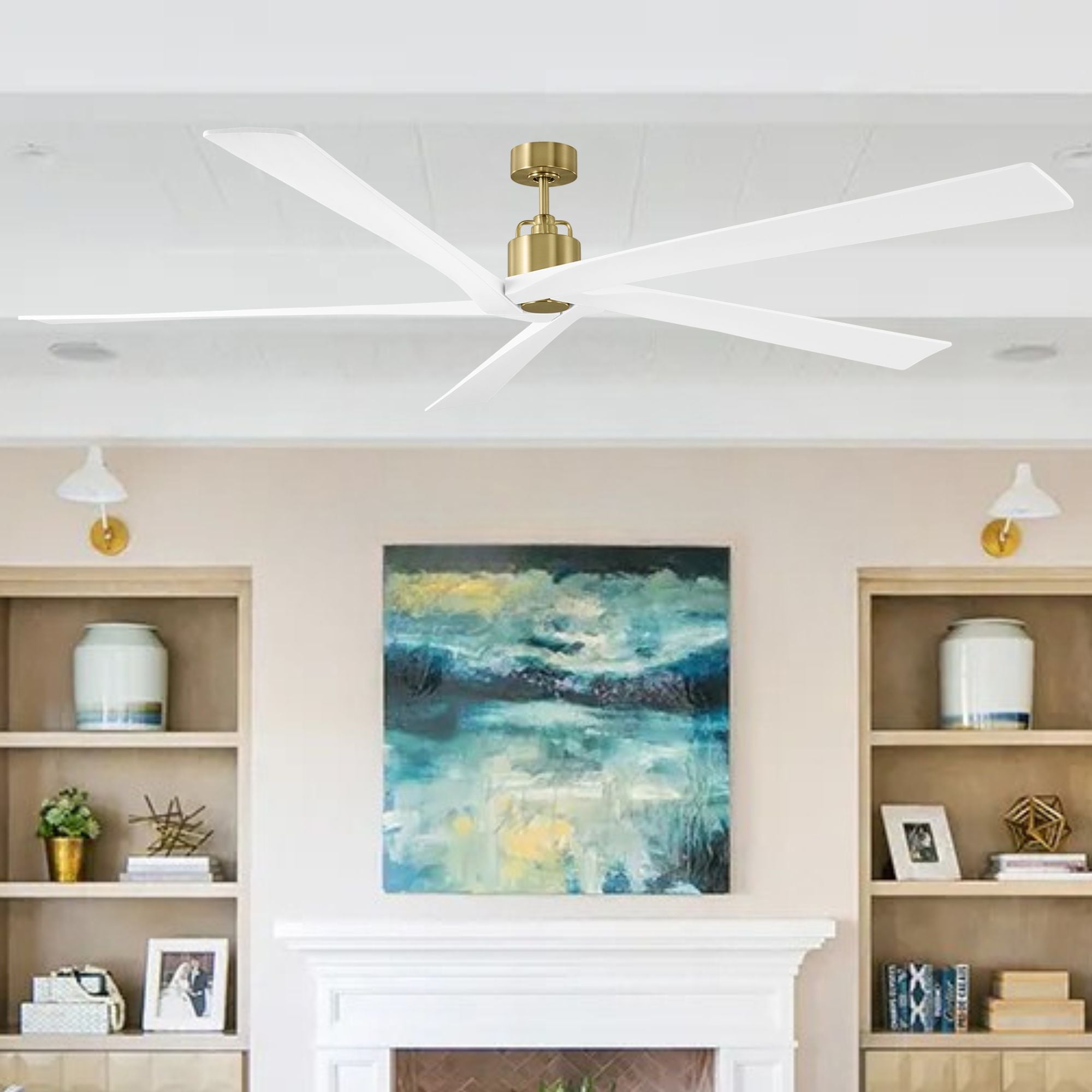 Aspen 84" Burnished Brass X-Large Ceiling Fan with Remote