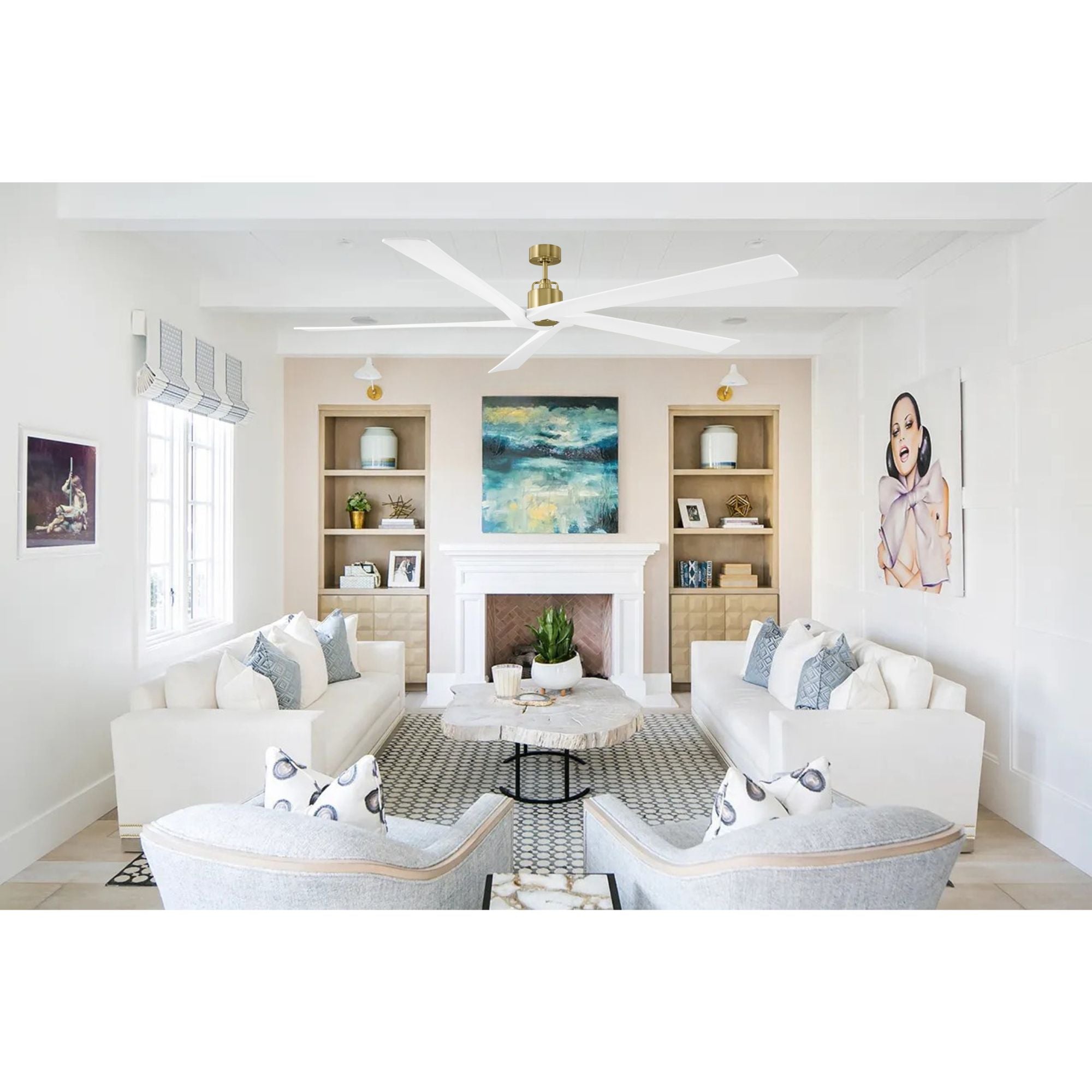 Aspen 84" Burnished Brass X-Large Ceiling Fan with Remote