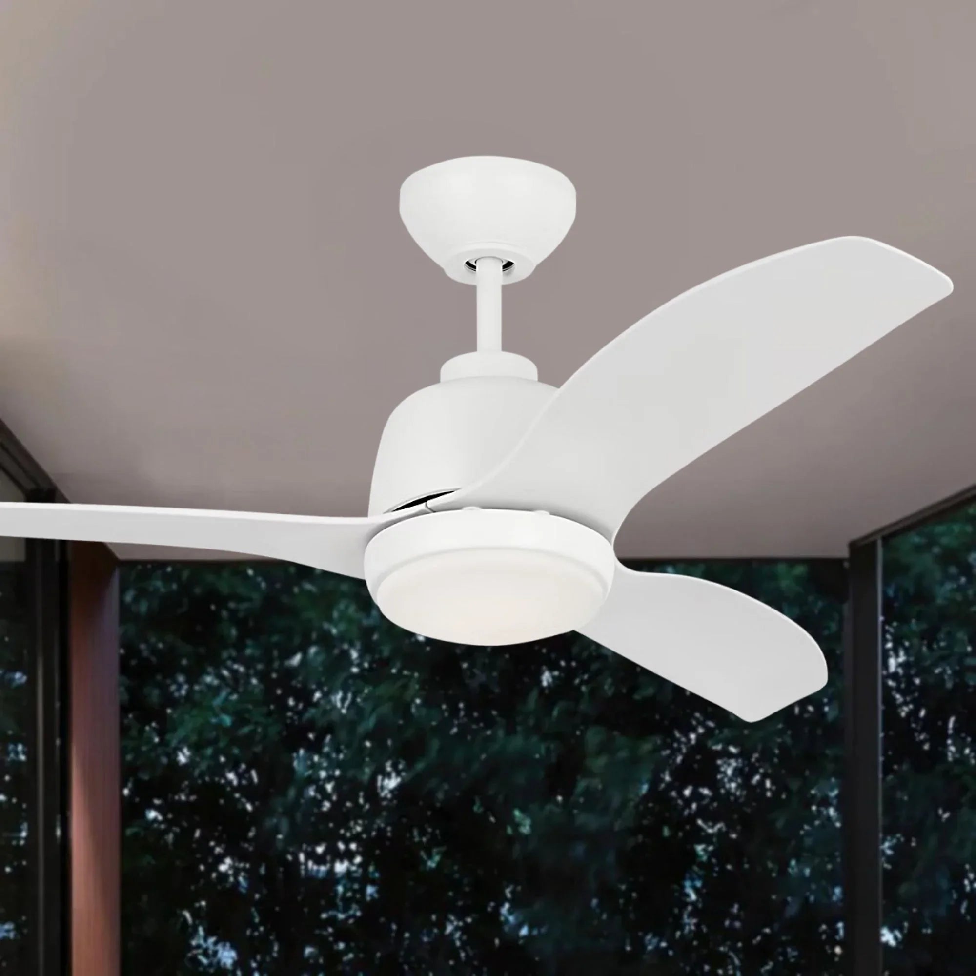 Avila Coastal 44" Matte White Outdoor Ceiling Fan with Light & Remote