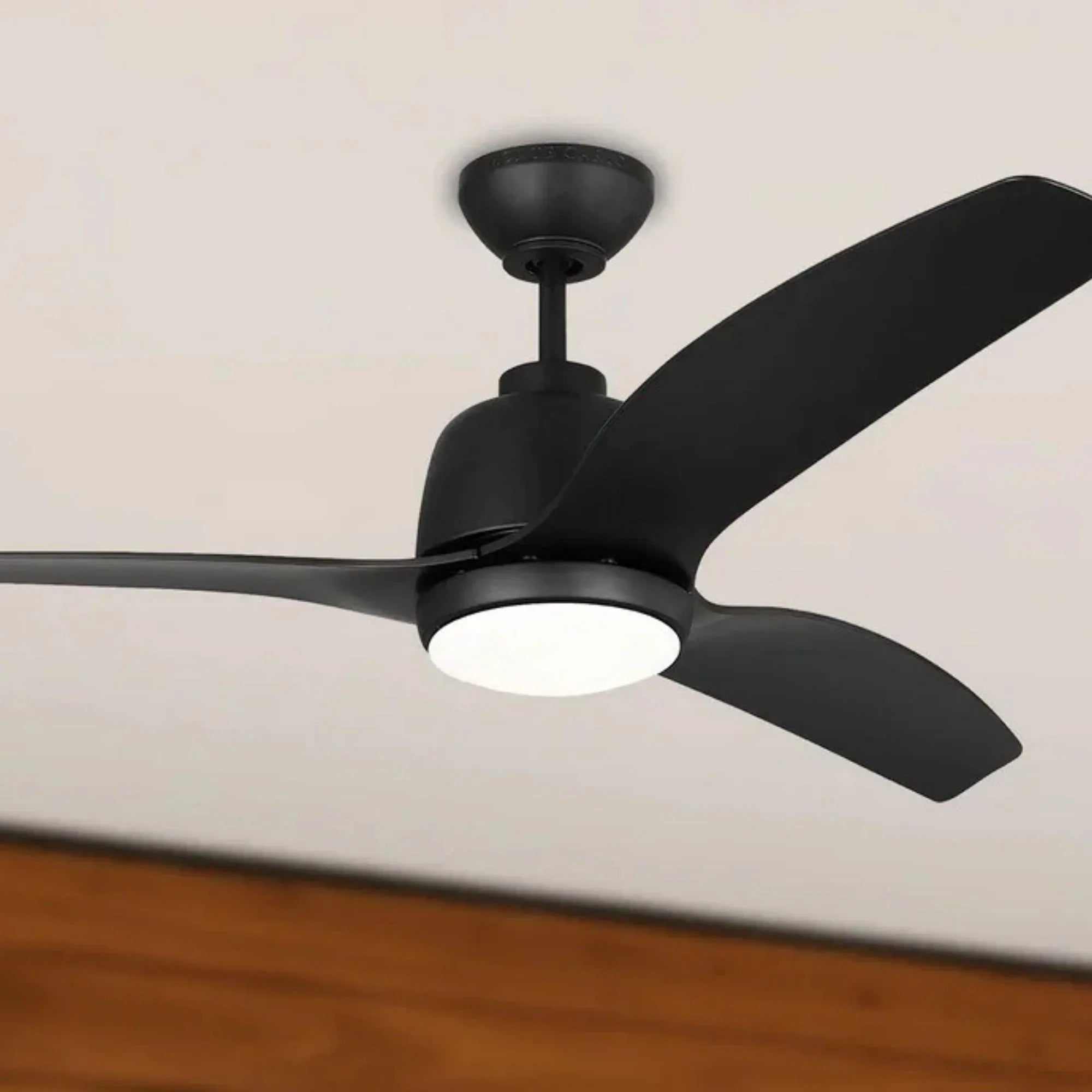 Avila Coastal 54" Midnight Black Outdoor Ceiling Fan with Light & Remote