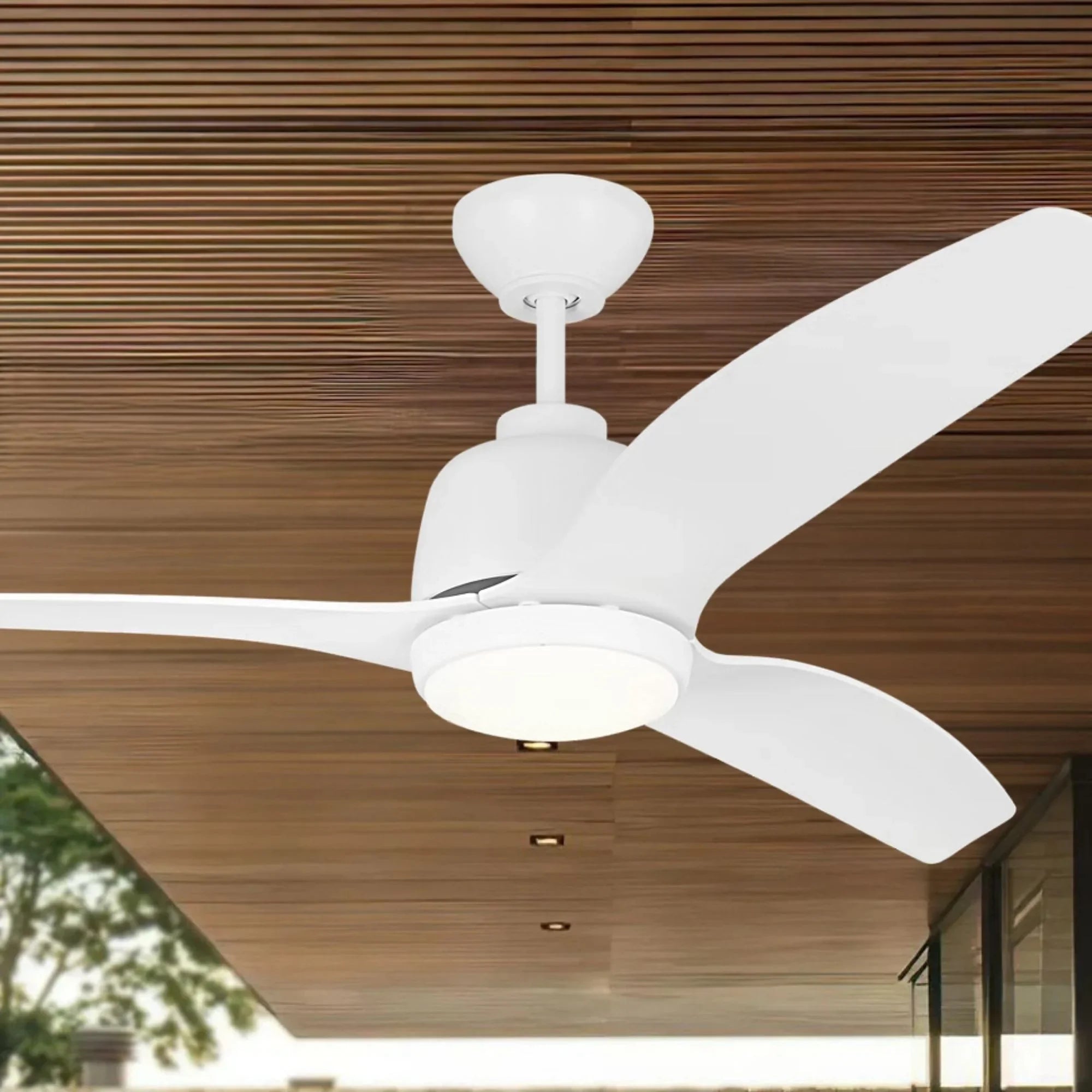 Avila Coastal 54" Matte White Outdoor Ceiling Fan with Light & Remote