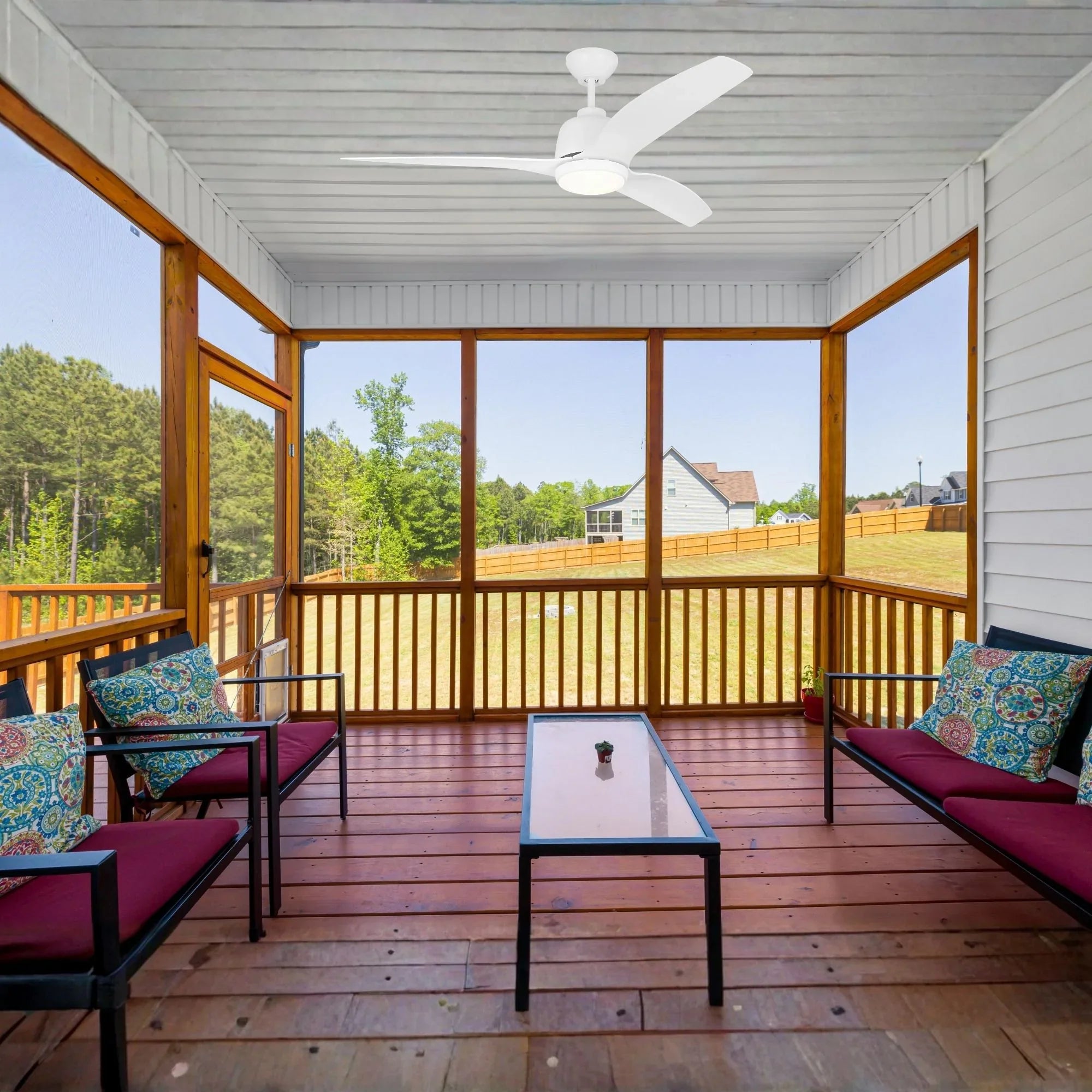 Avila Coastal 54" Matte White Outdoor Ceiling Fan with Light & Remote
