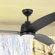 Avila Coastal 60" Midnight Black Outdoor Ceiling Fan with Light & Remote