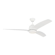 Avila Coastal 60" Matte White Outdoor Ceiling Fan with Light & Remote