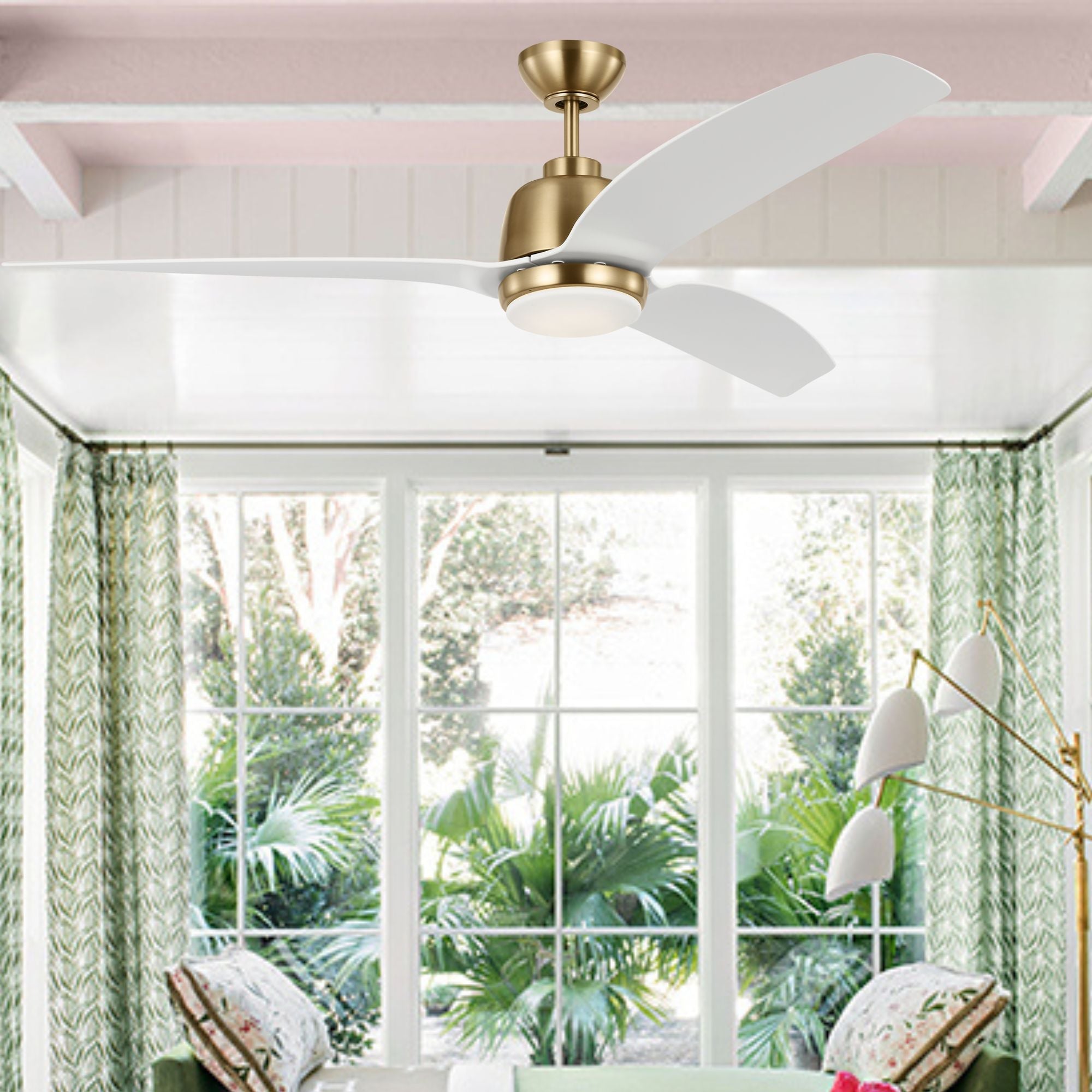 Avila 44" Satin Brass Ceiling Fan with Light & Remote