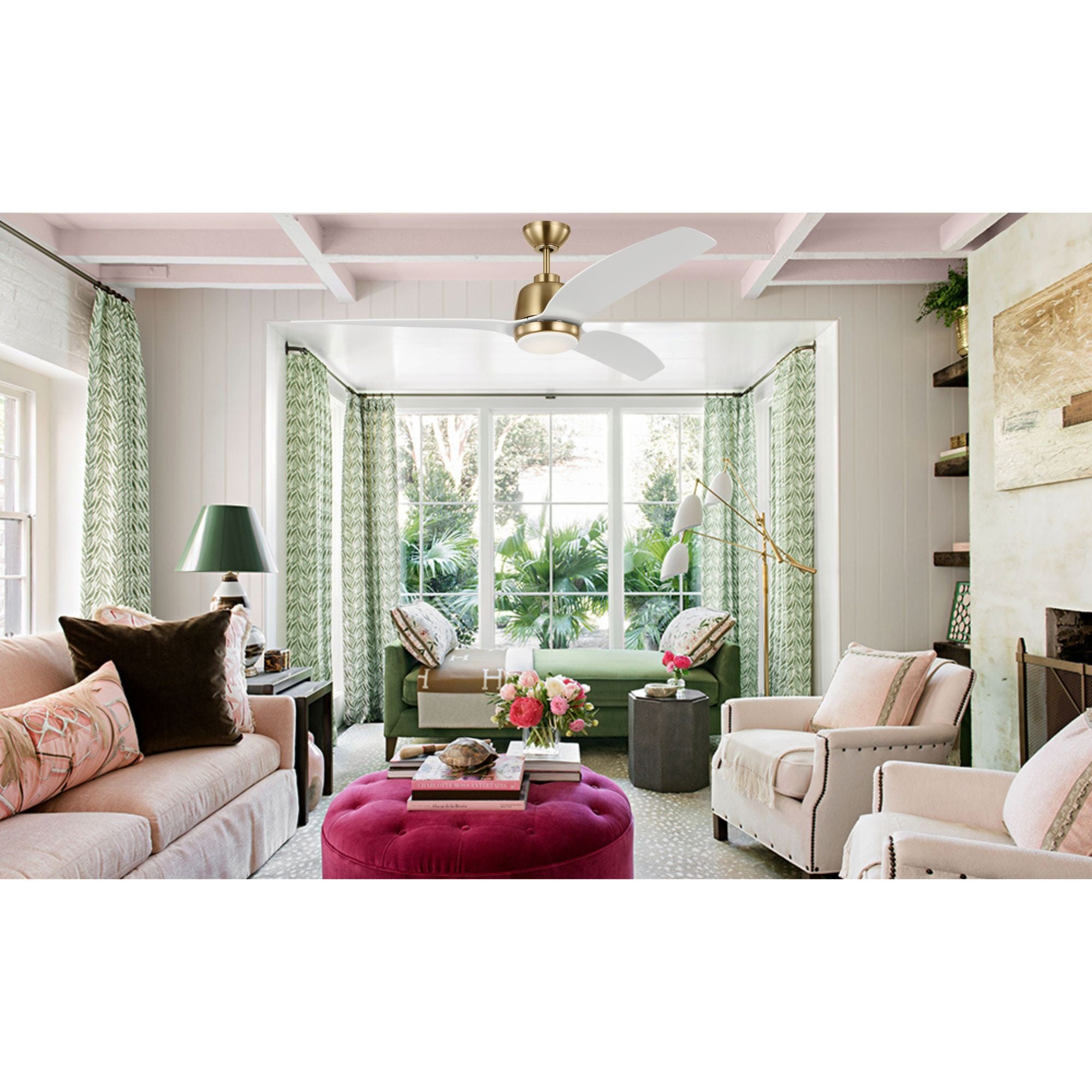 Avila 44" Satin Brass Ceiling Fan with Light & Remote