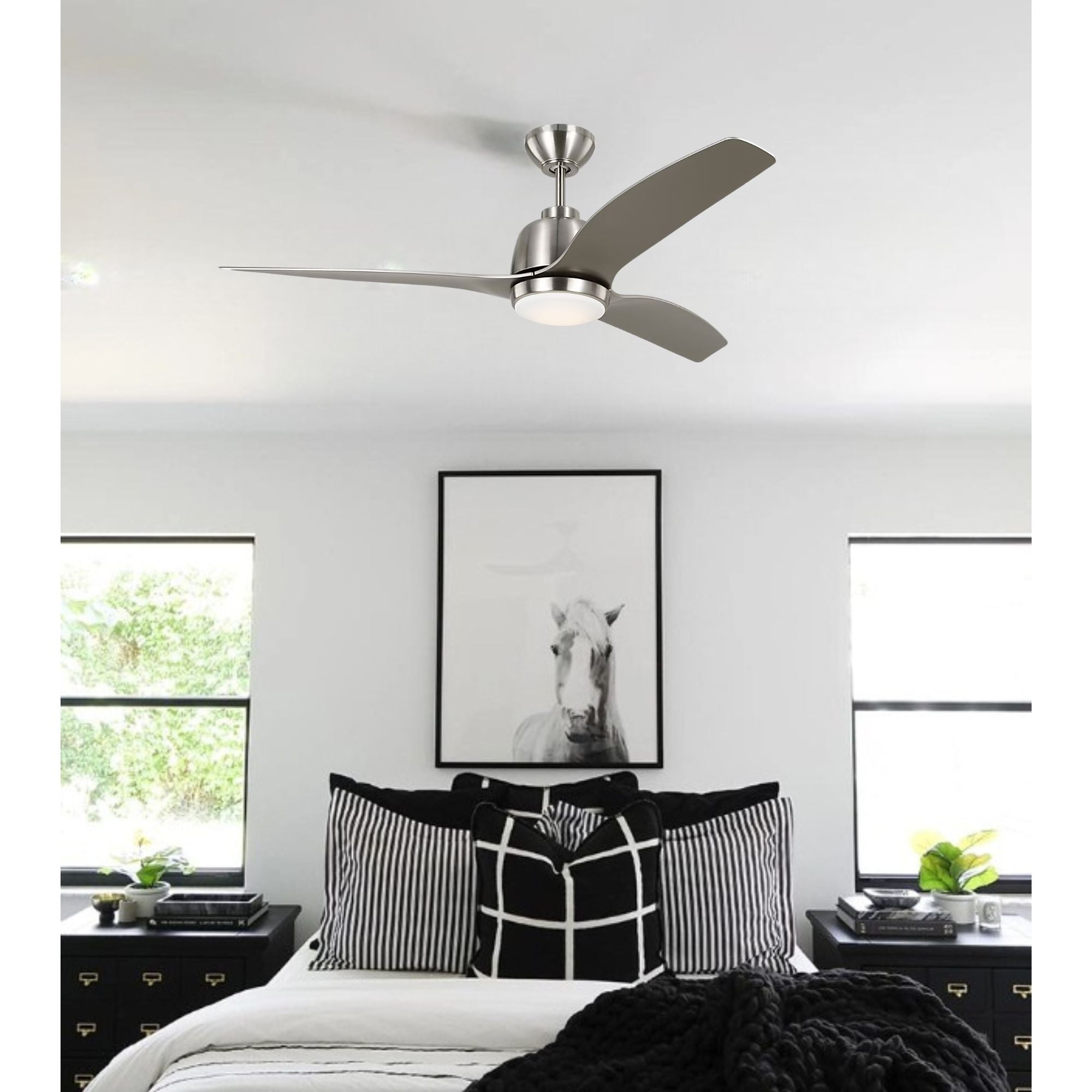Avila 54" Brushed Steel Ceiling Fan with Light & Remote
