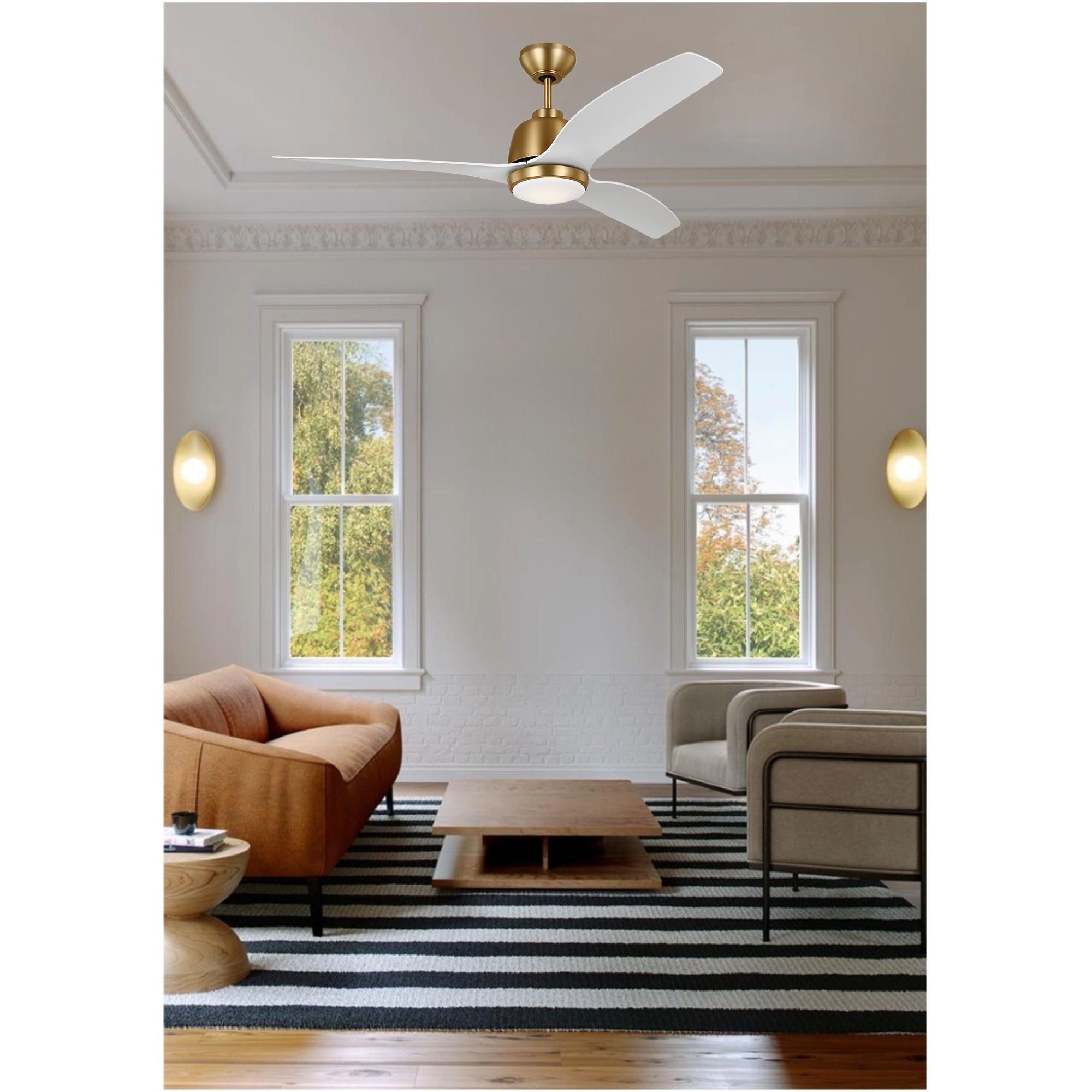 Avila 54" Satin Brass Ceiling Fan with Light & Remote