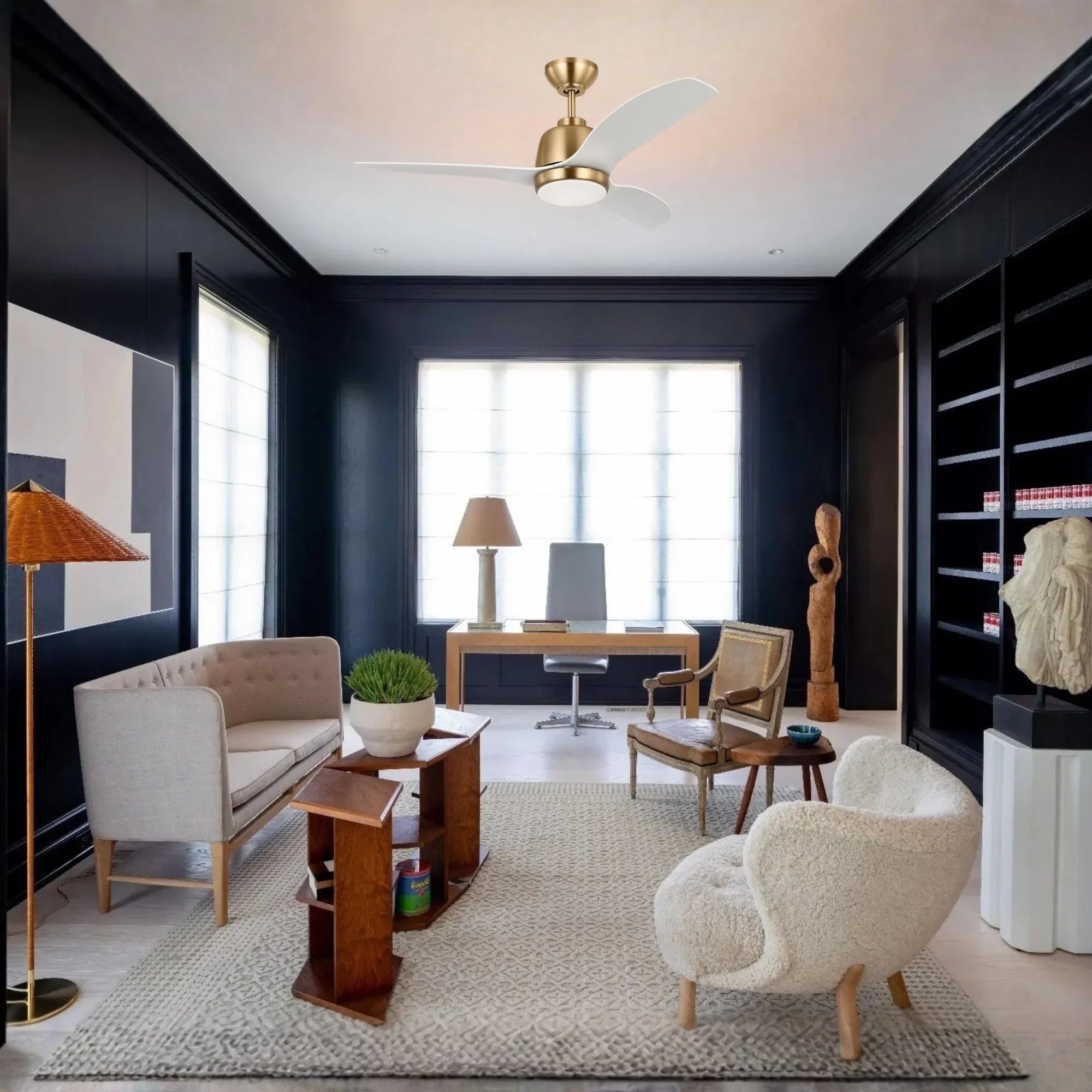 Avila 60" Satin Brass Ceiling Fan with Light & Remote