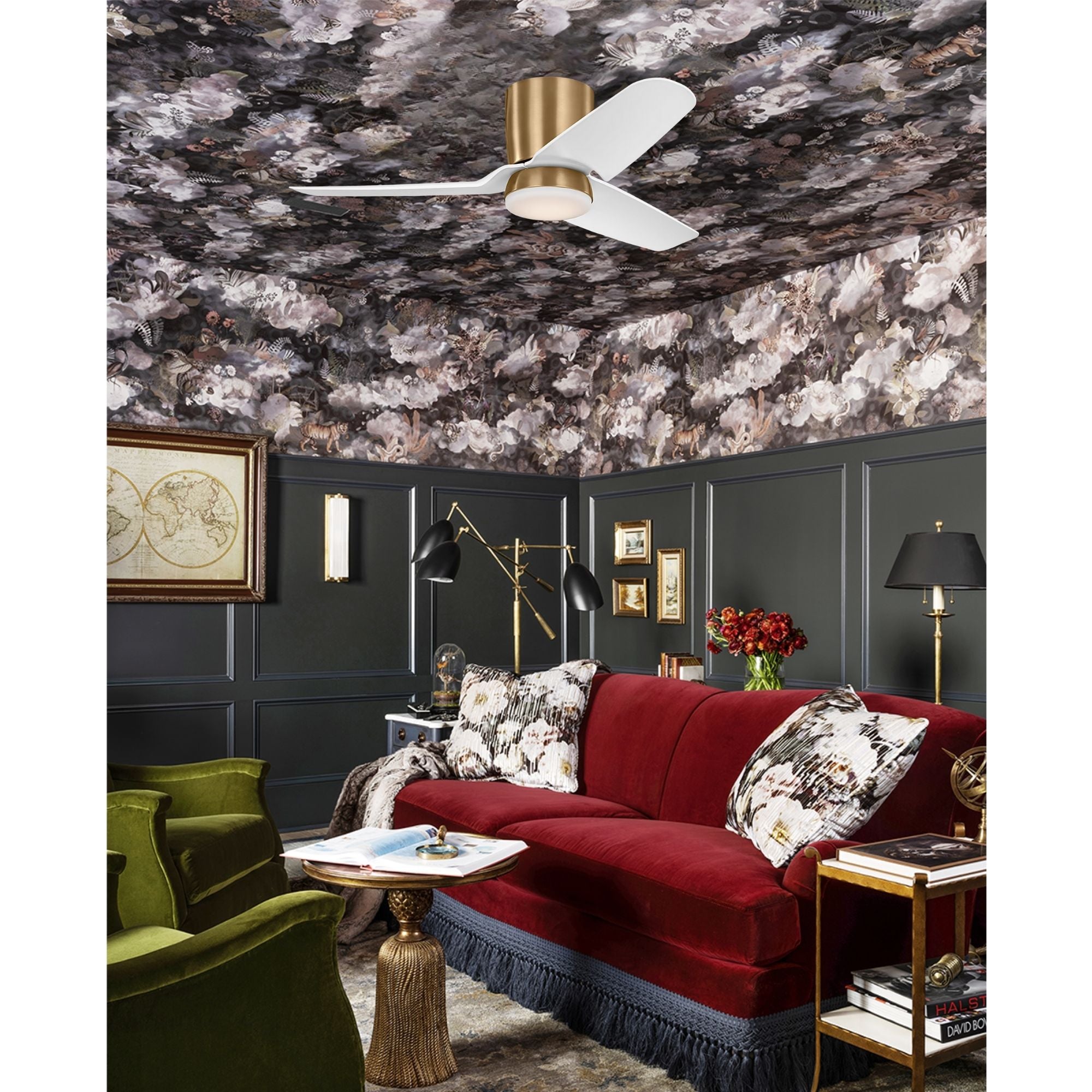 Colgin 44" Satin Brass Hugger LED Ceiling Fan