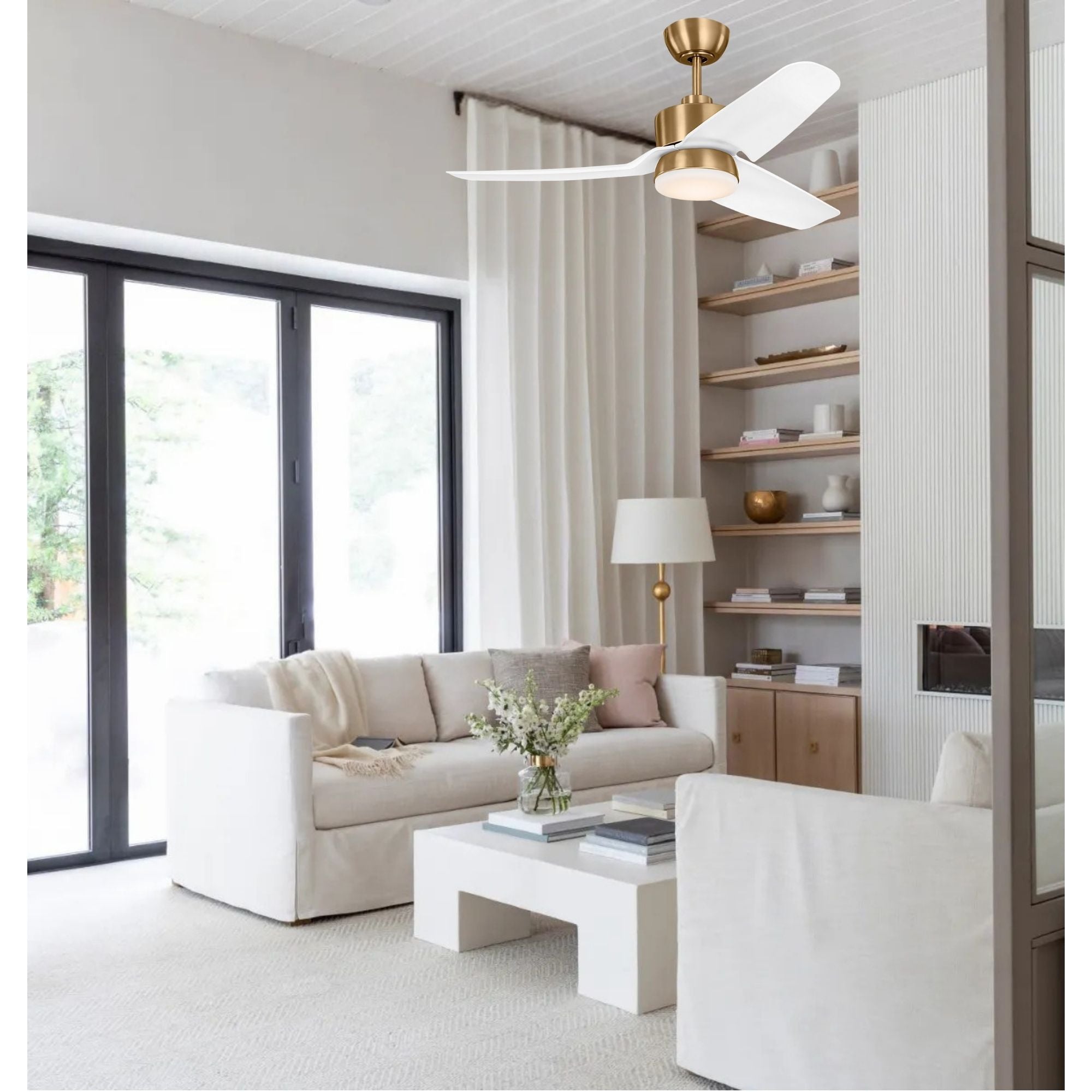 Colgin 44" Satin Brass Downrod LED Ceiling Fan